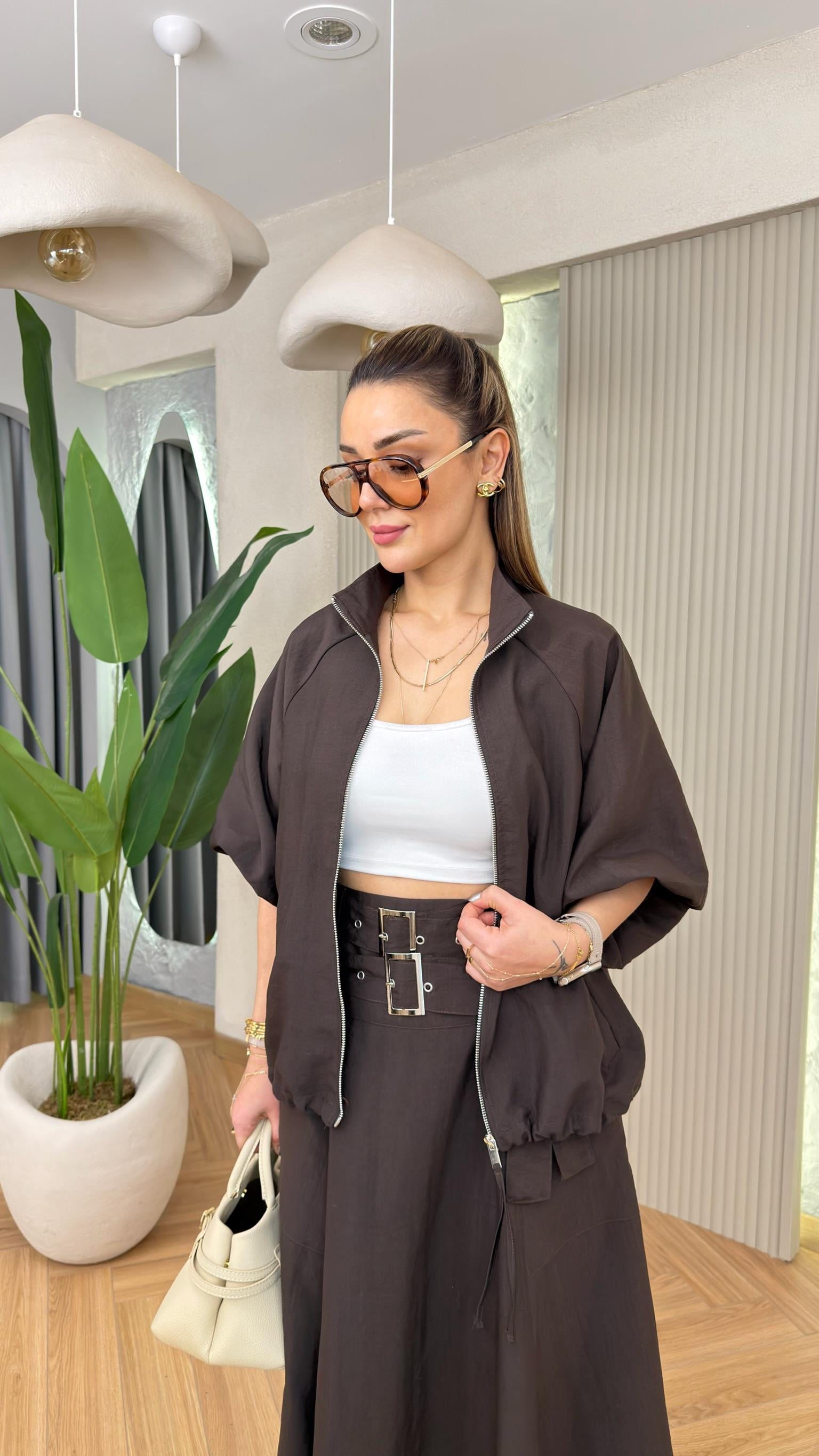 Kahve Wisher Premium Etek Ceket Takım