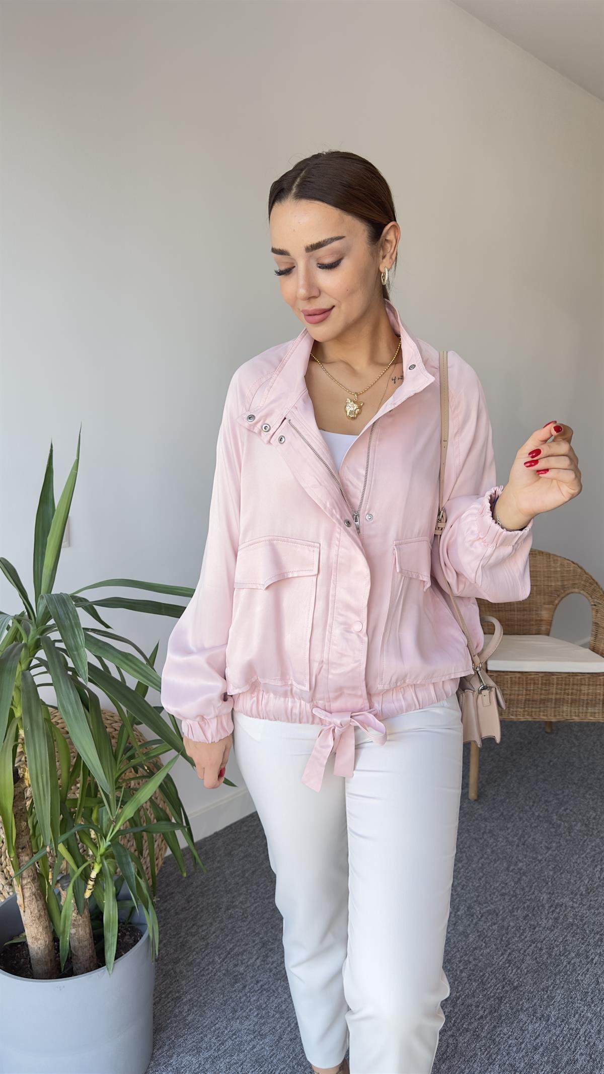 Saten Zra Model Pudra Bomber Ceket