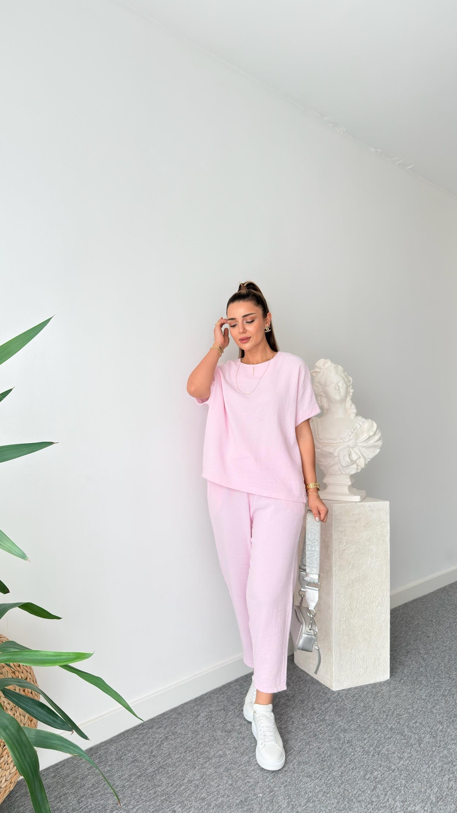 Pembe Jaker  Keten Salaş Takım