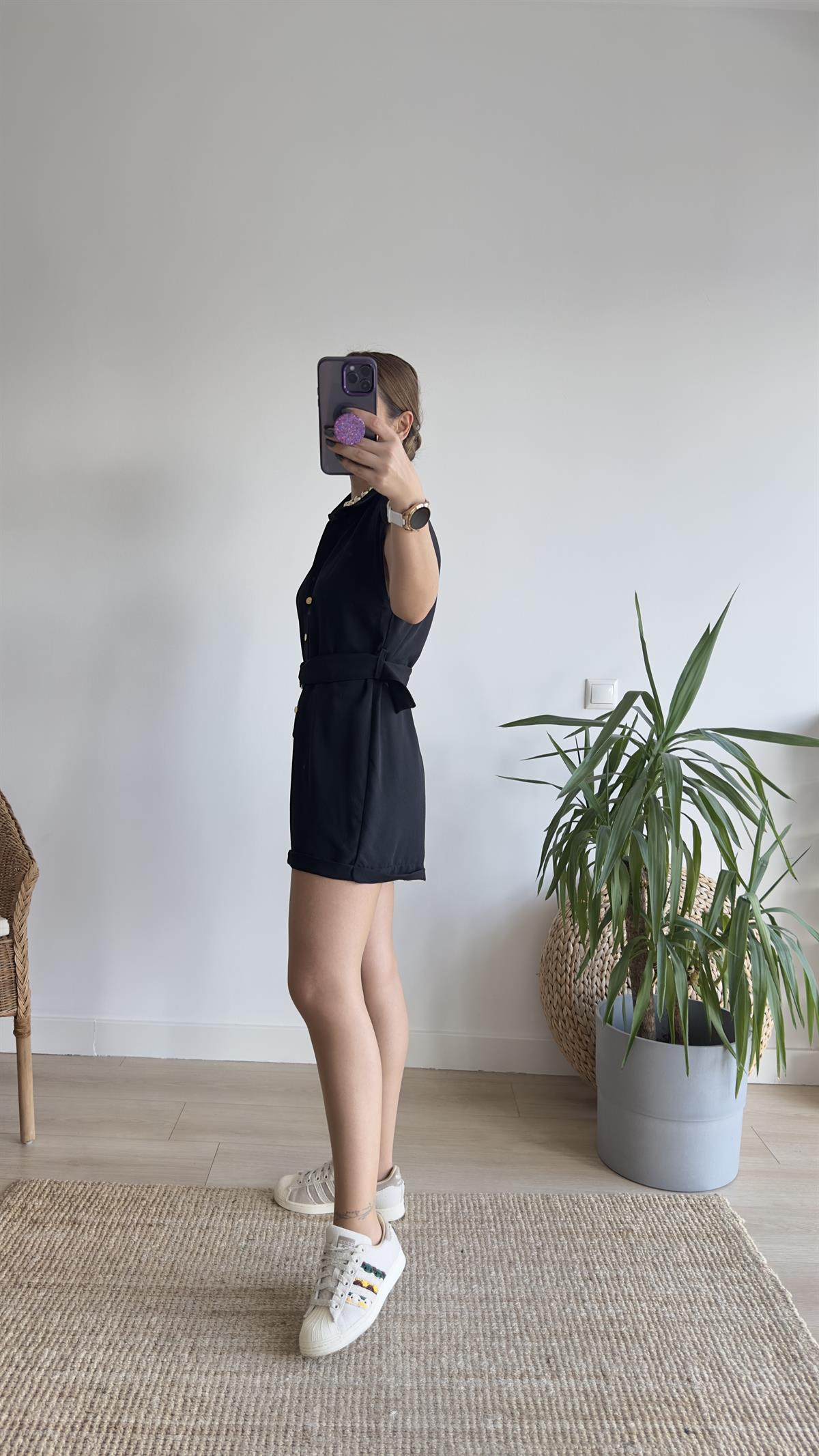 Teor Zra Model Siyah Şort Tulum