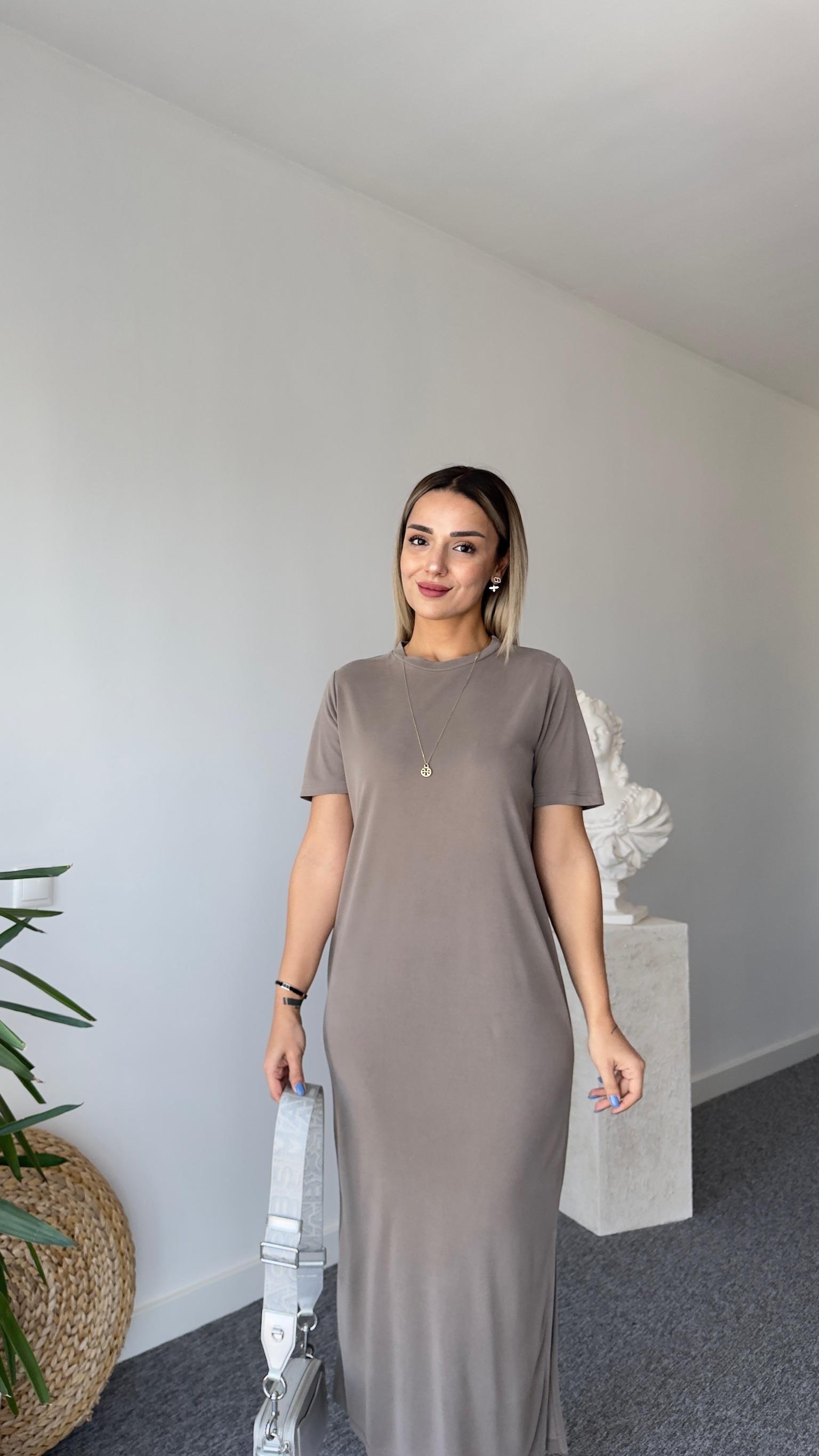 Maren Yıkamalı Vizon Modal Elbise 