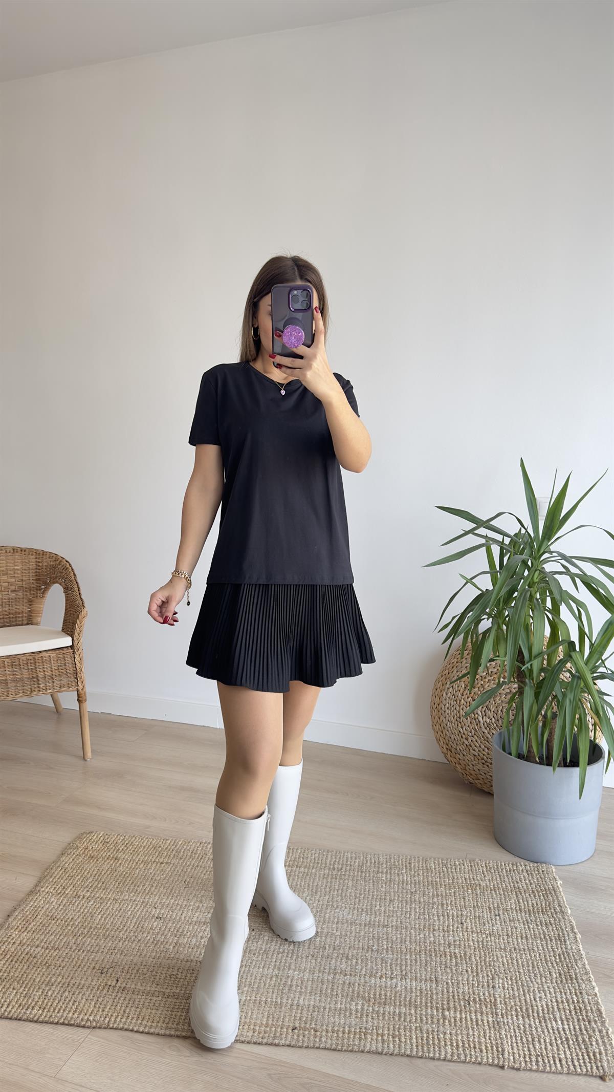 Bisiklet Yaka Basic Tshirt Siyah