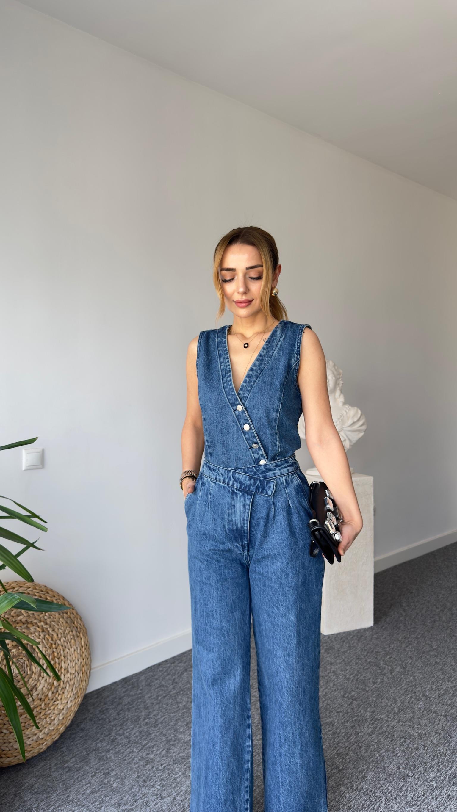 Elite Mavi Yelekli Jean Takım