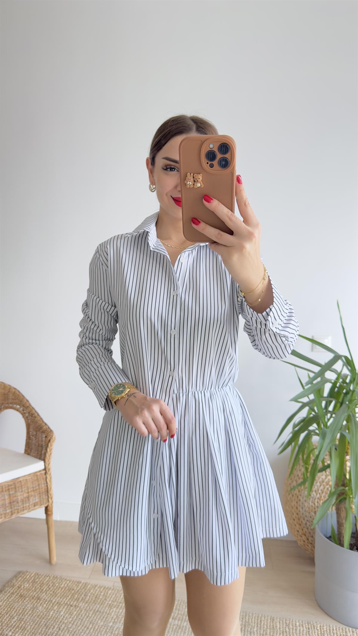 Beyaz Zra Model Çizgili Poplin Elbise