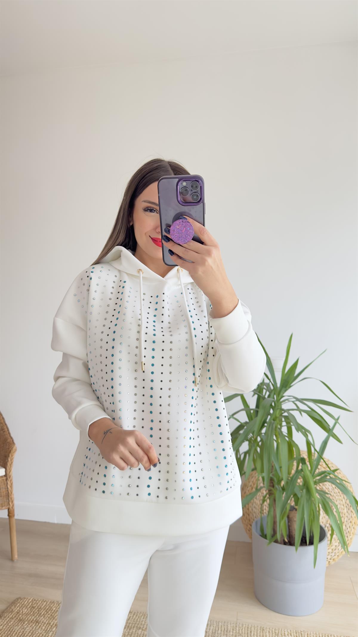 Marka Model Taşlı Scuba Sweat