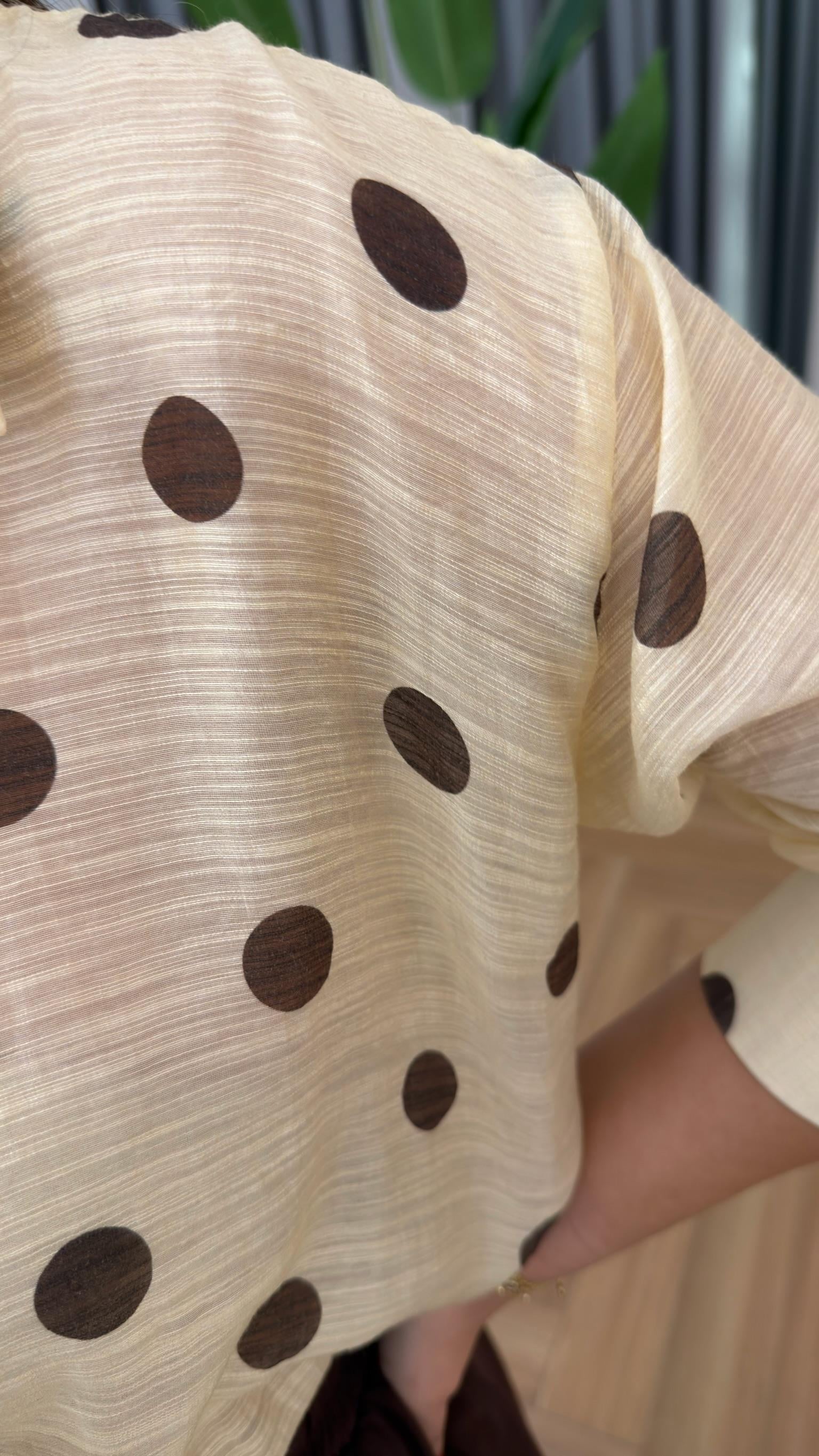 Sarı Mery Puantiye Detaylı Gömlek 