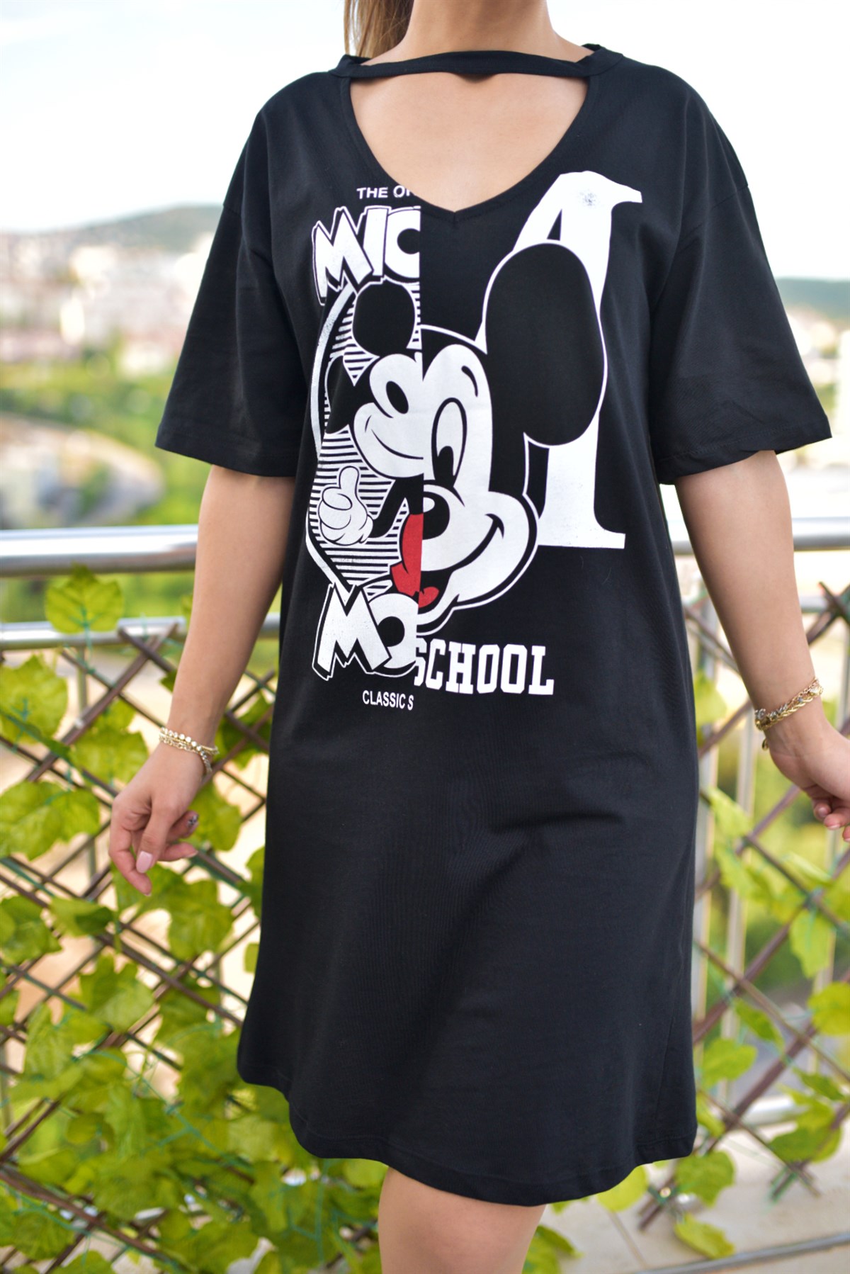 Yaka Detaylı Mickey Elbise