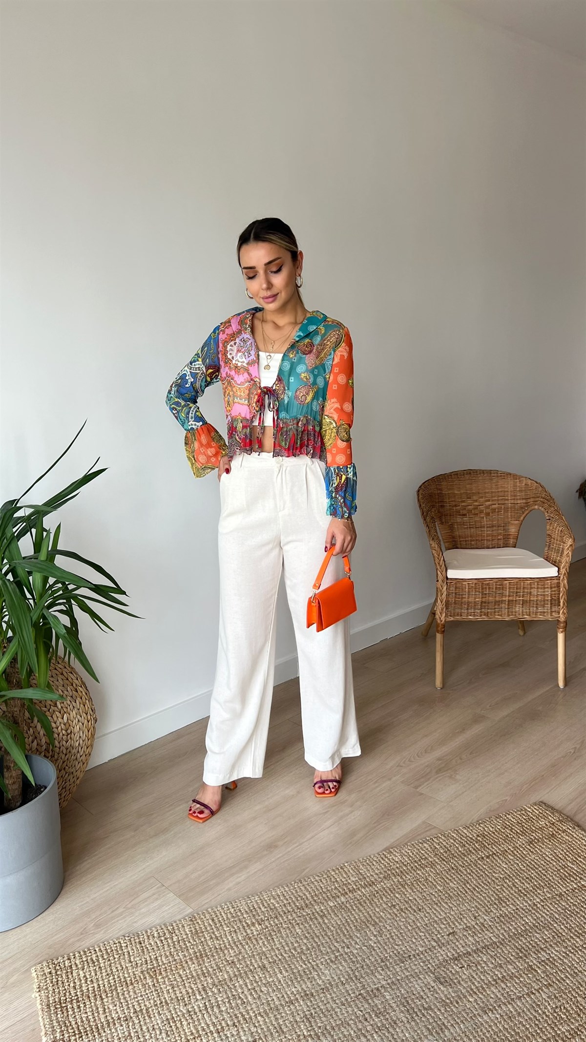 Zara Model Renkli Şifon Bluz