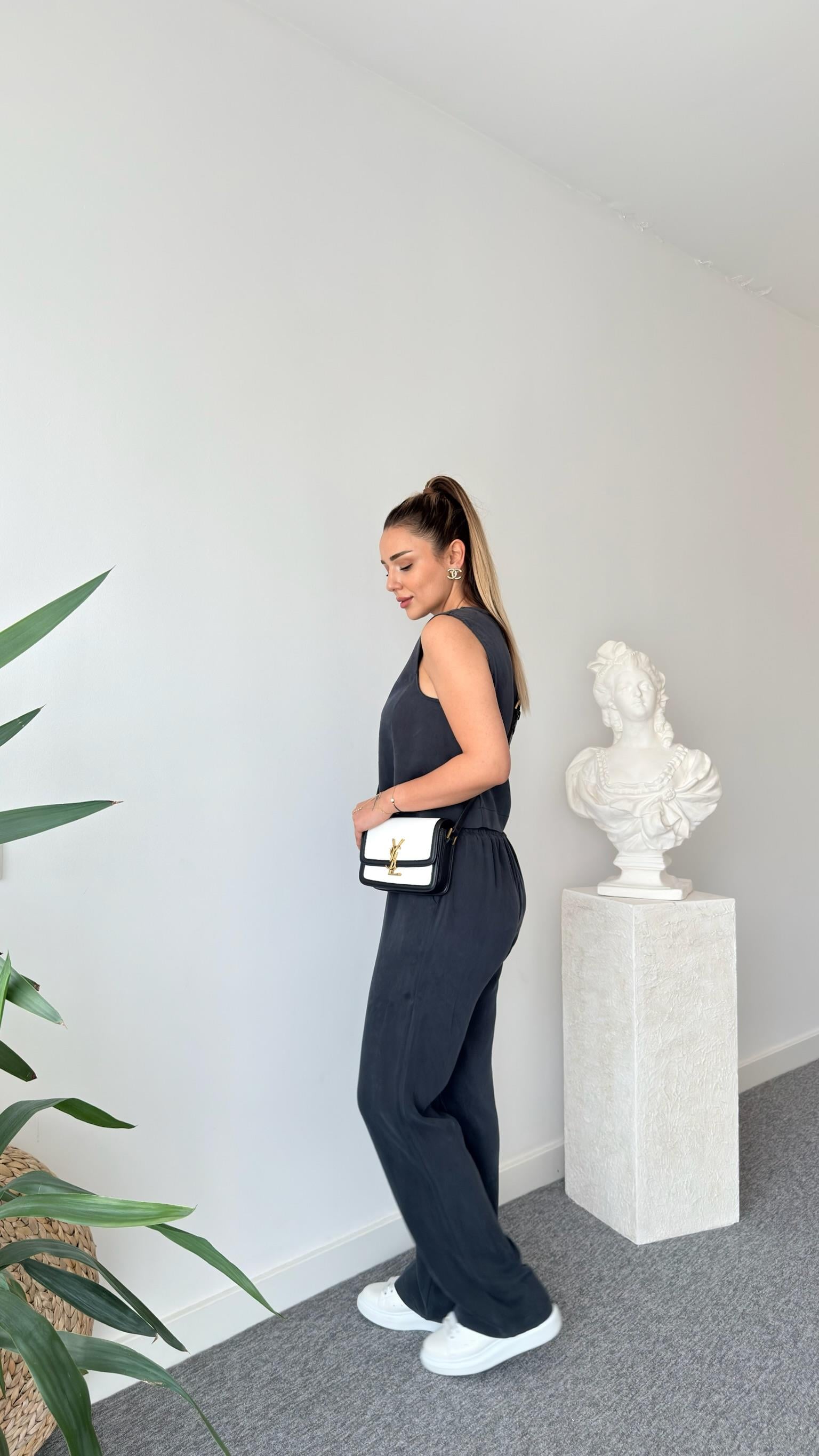 Antrasit Clare Yelekli Tensel Takım 