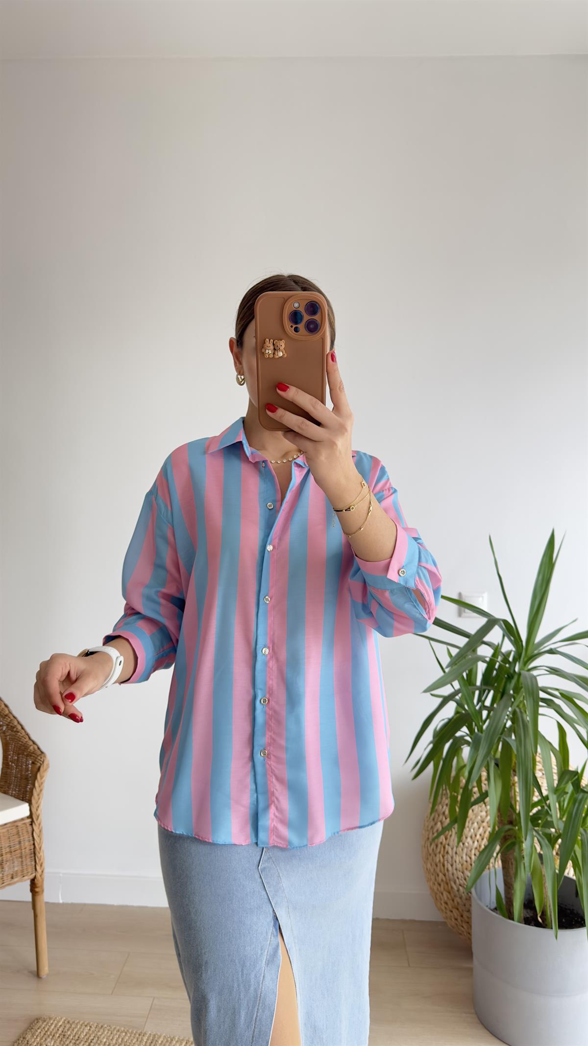 Ares Zra Model Pembe Çizgili Gömlek