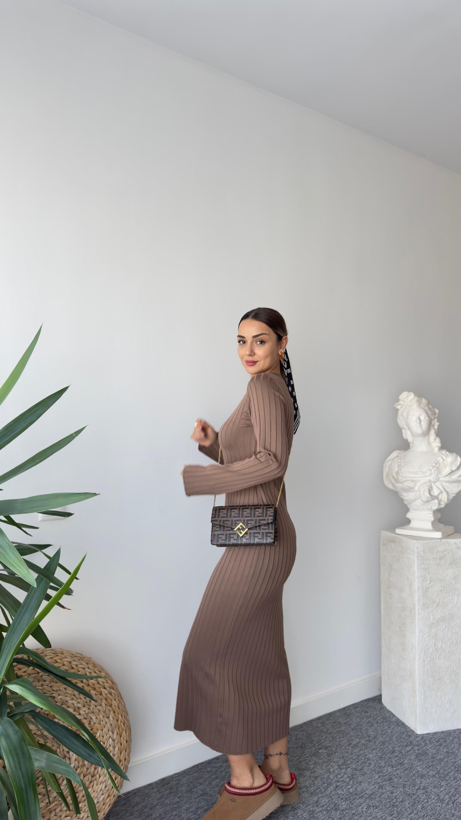 Rudi Zra Model Vizon Çelik Triko Elbise 