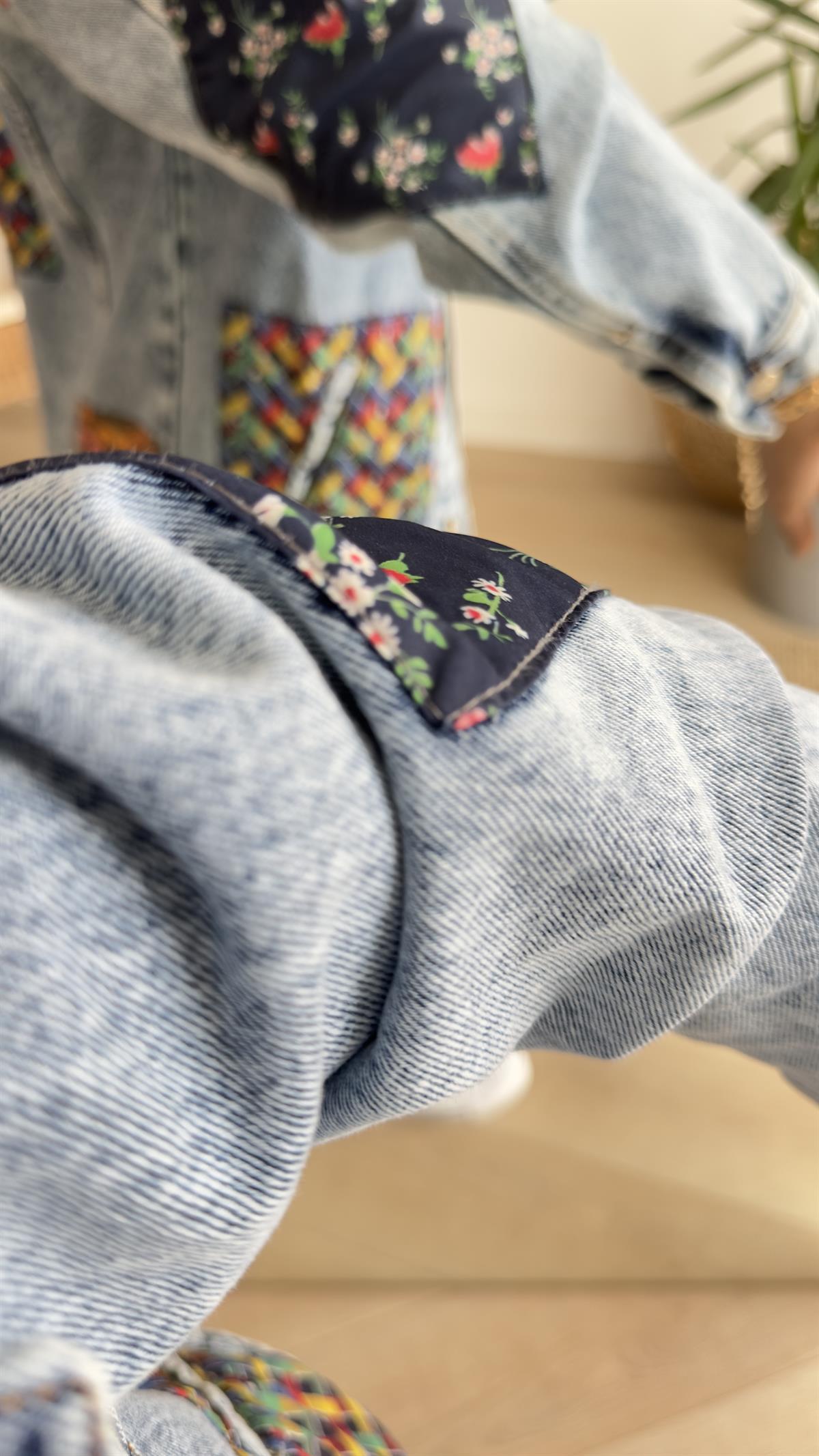 Patchwork Tasarım Kot Ceket