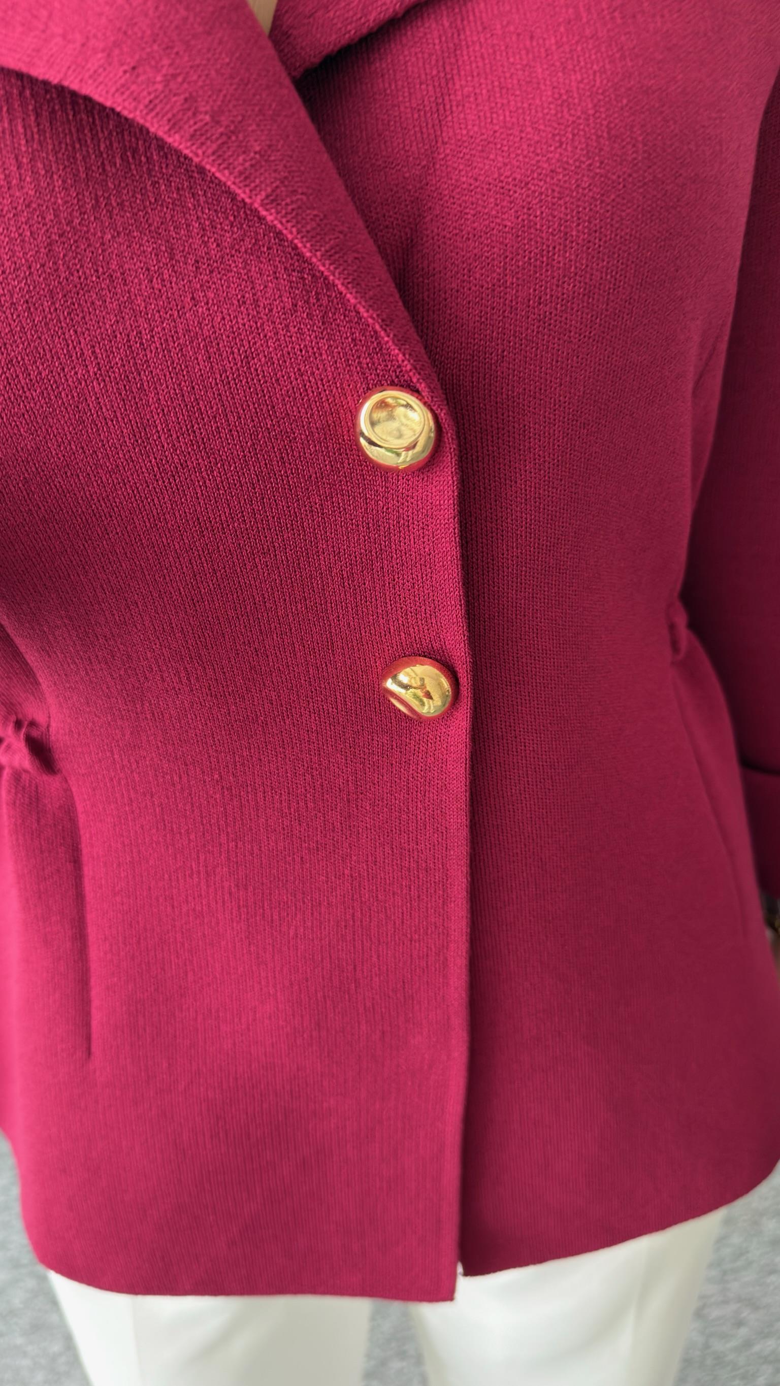 Bordo Lotse Gold Düğme Triko Ceket
