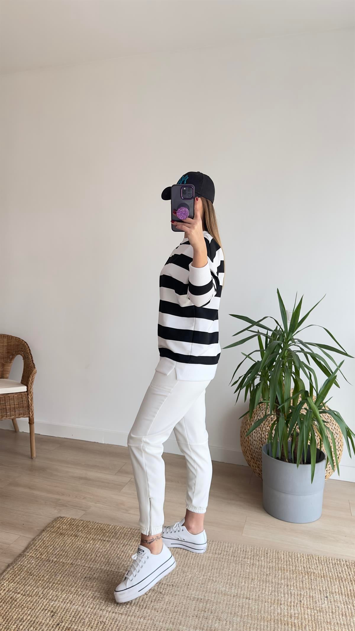Kalın Çizgi Basic Sweatshirt