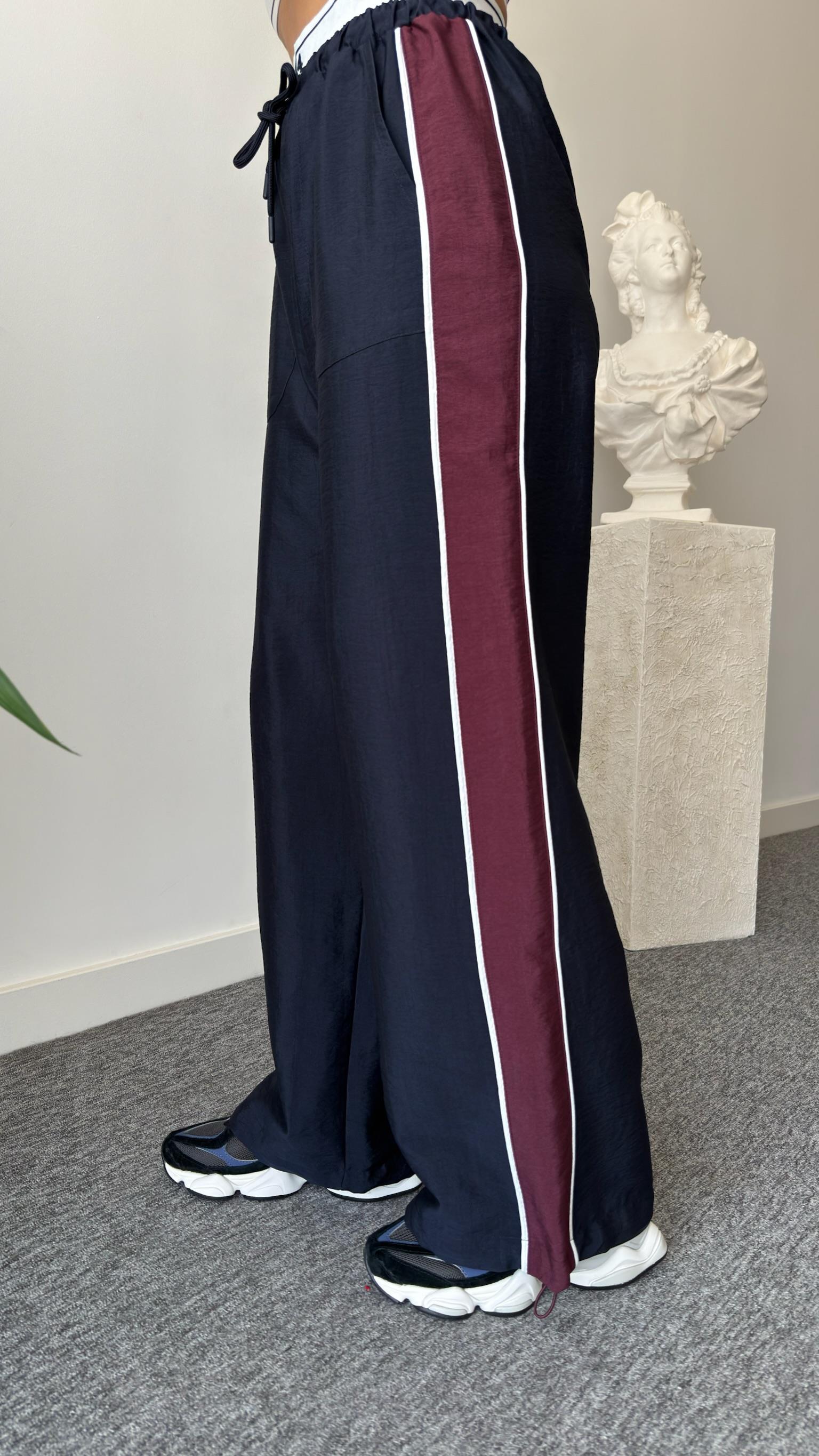 Branci Bordo Şeritli Paraşüt Pantolon