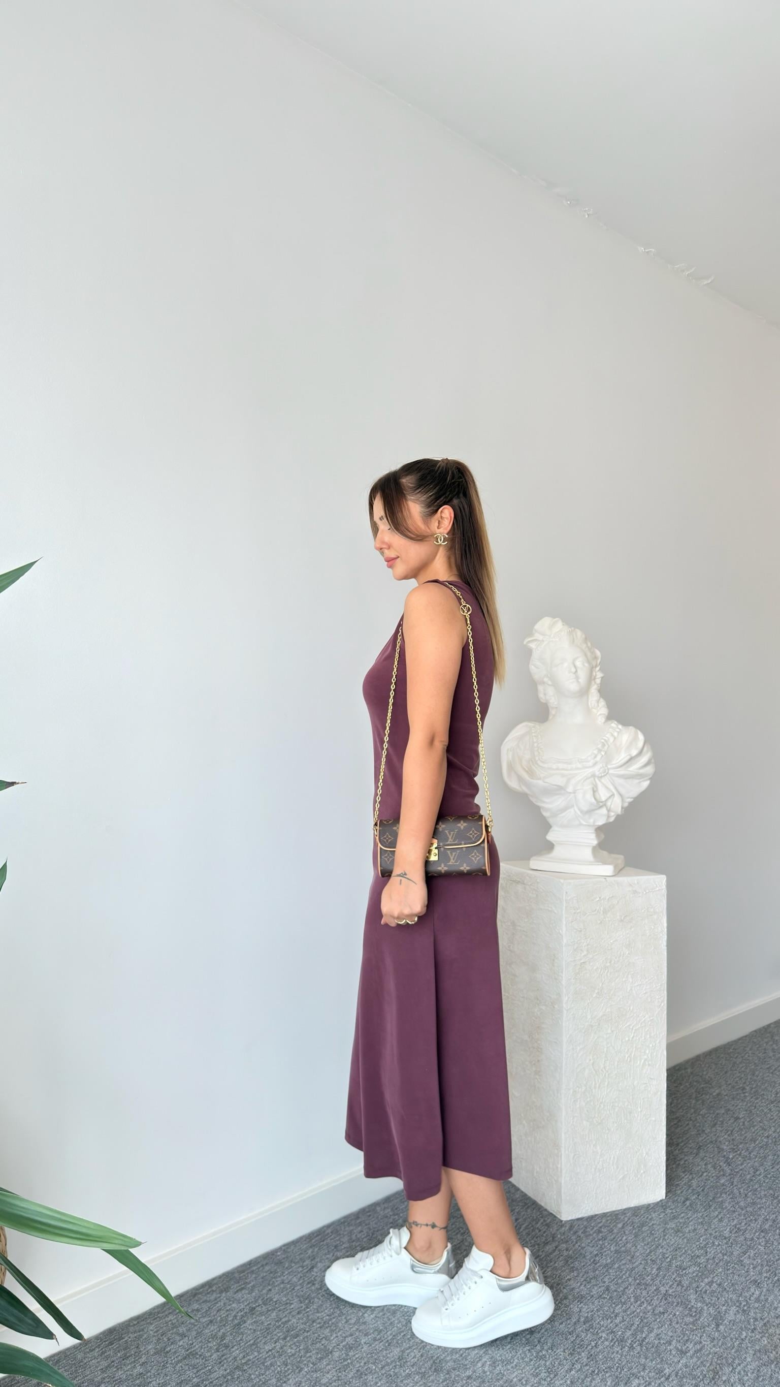 Bordo Mochi Basic Modal Elbise 