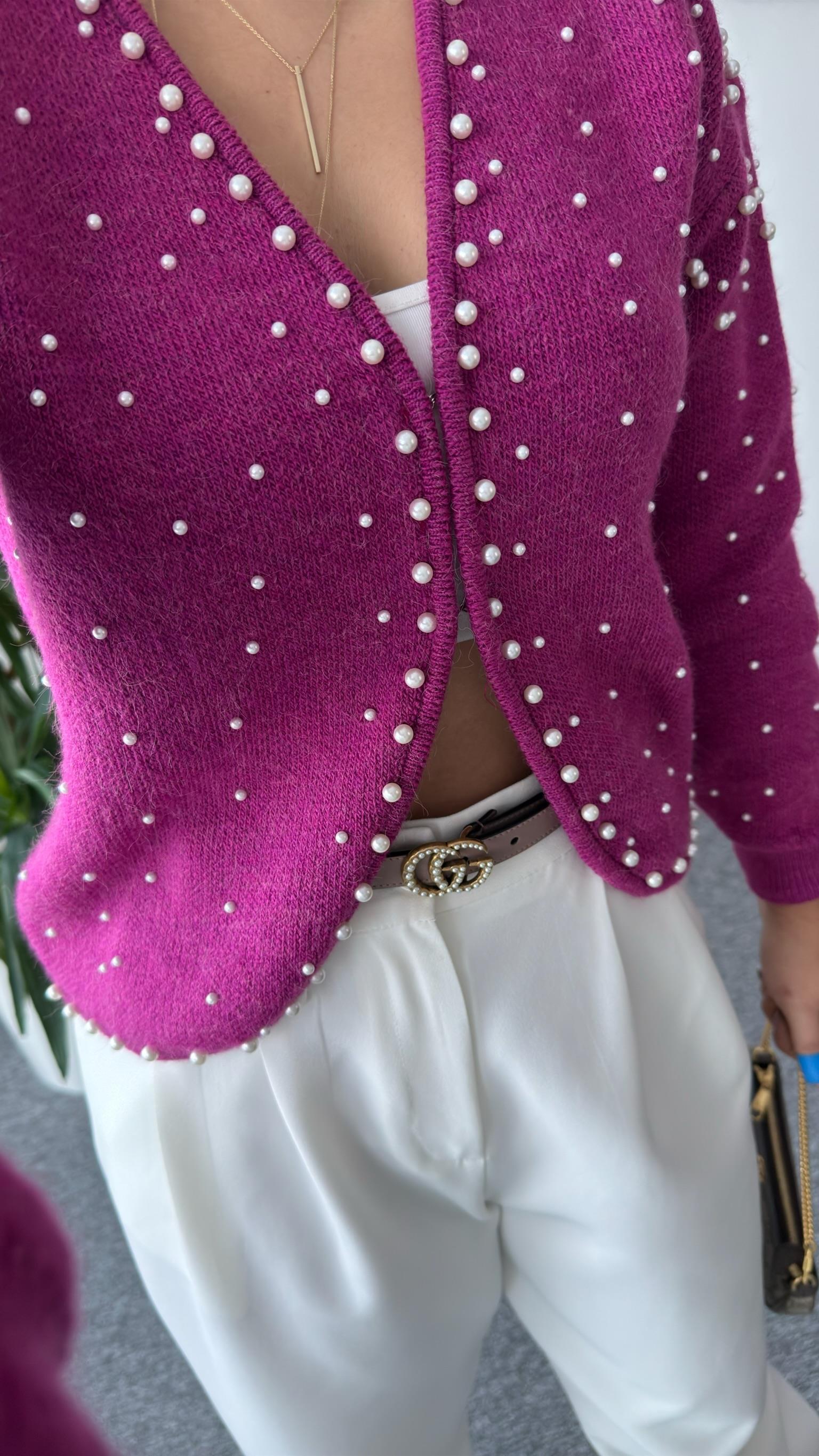 Samuel Çakımlı İncili Fuşya Hırka