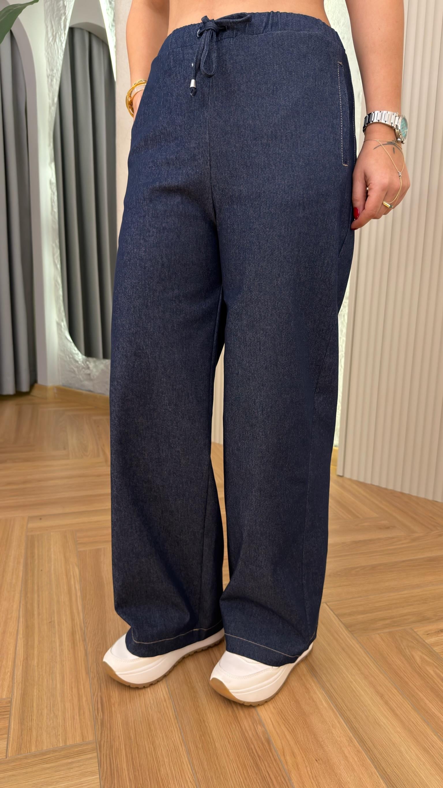 Lacivert Comfort  Bel Lastikli Pantolon