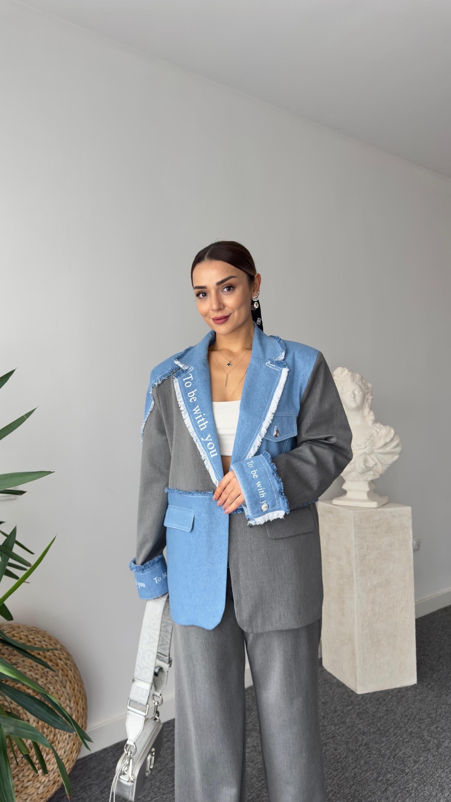 İntro Kot Garnili Premıum Gri Blazer