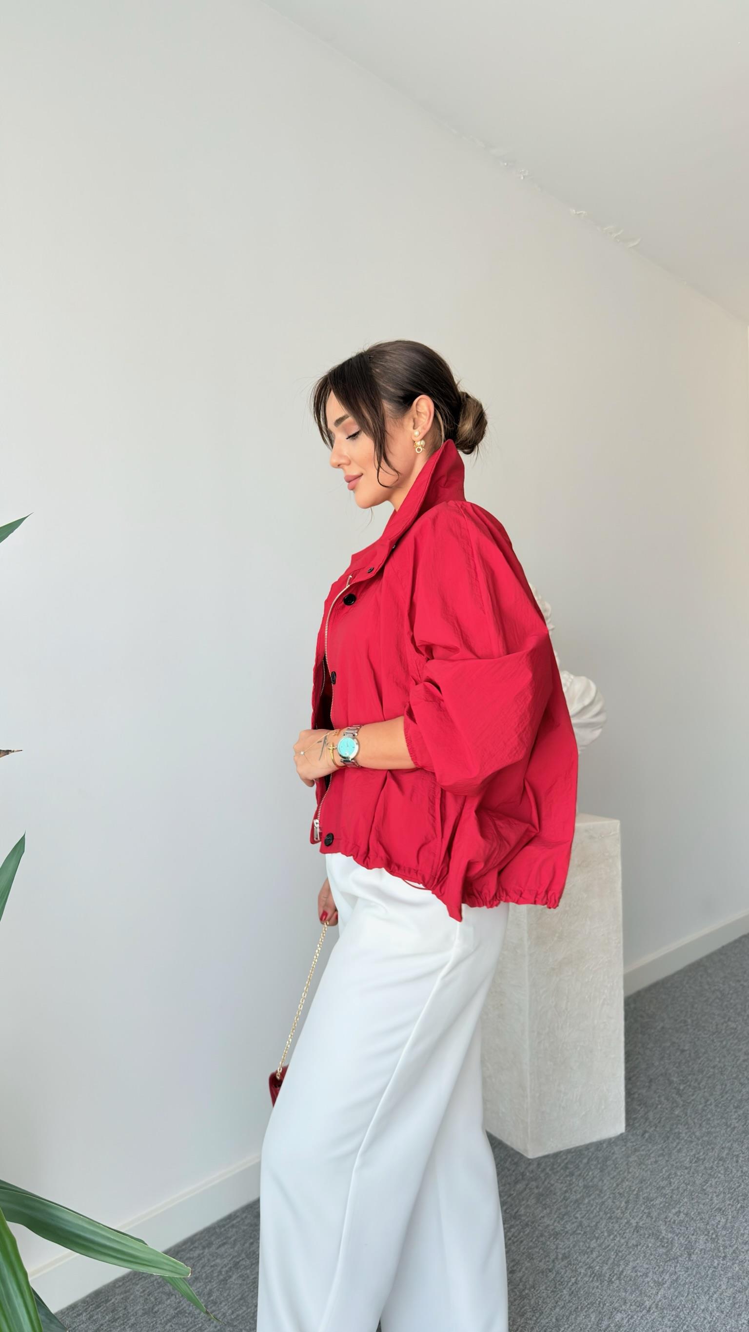 Kırmızı Solna Marka Model Paraşüt Ceket  