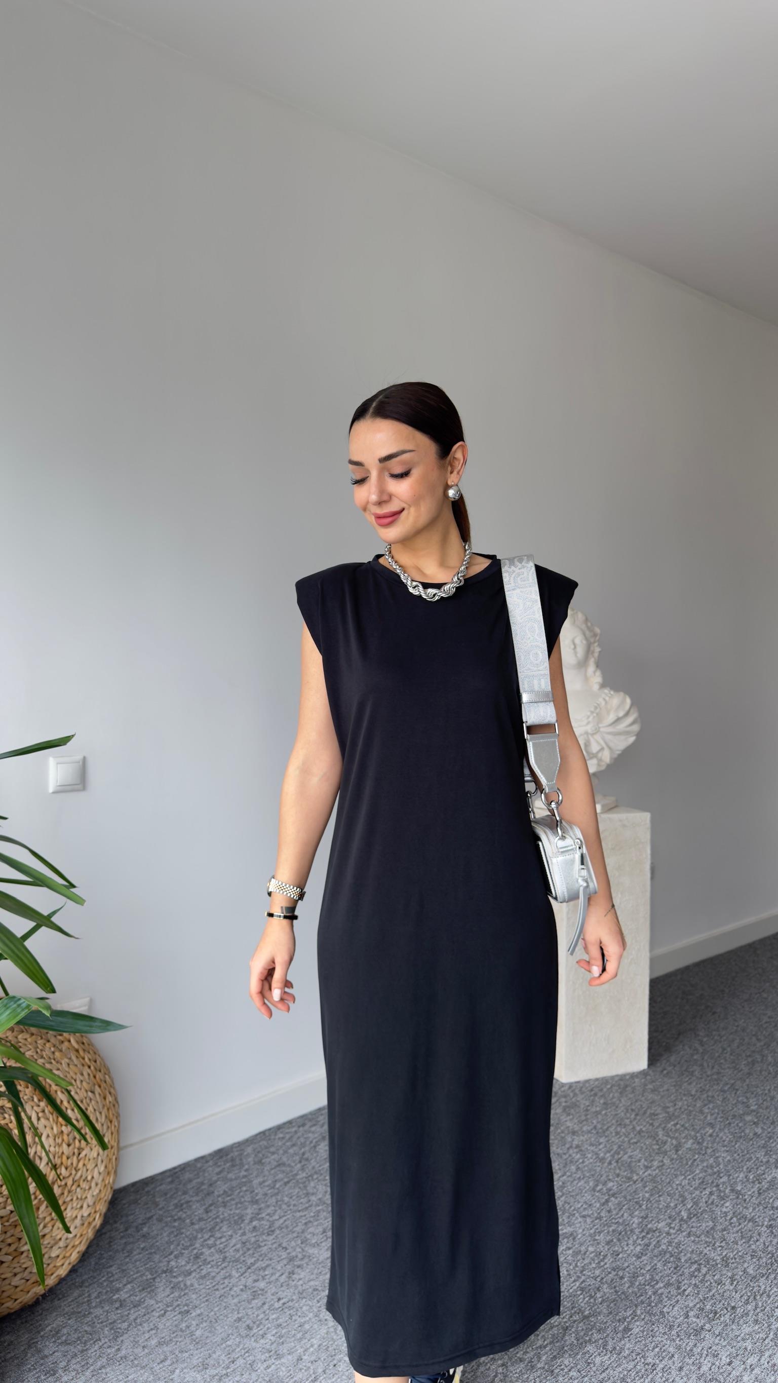 Modal Kumaş Yırtmaçlı Basic Elbise
