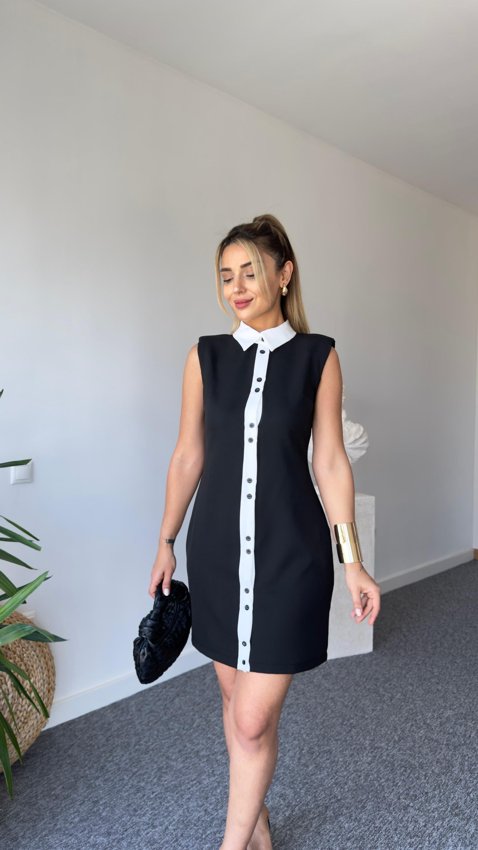 Zra Model Şerit Detaylı Siyah Elbise 