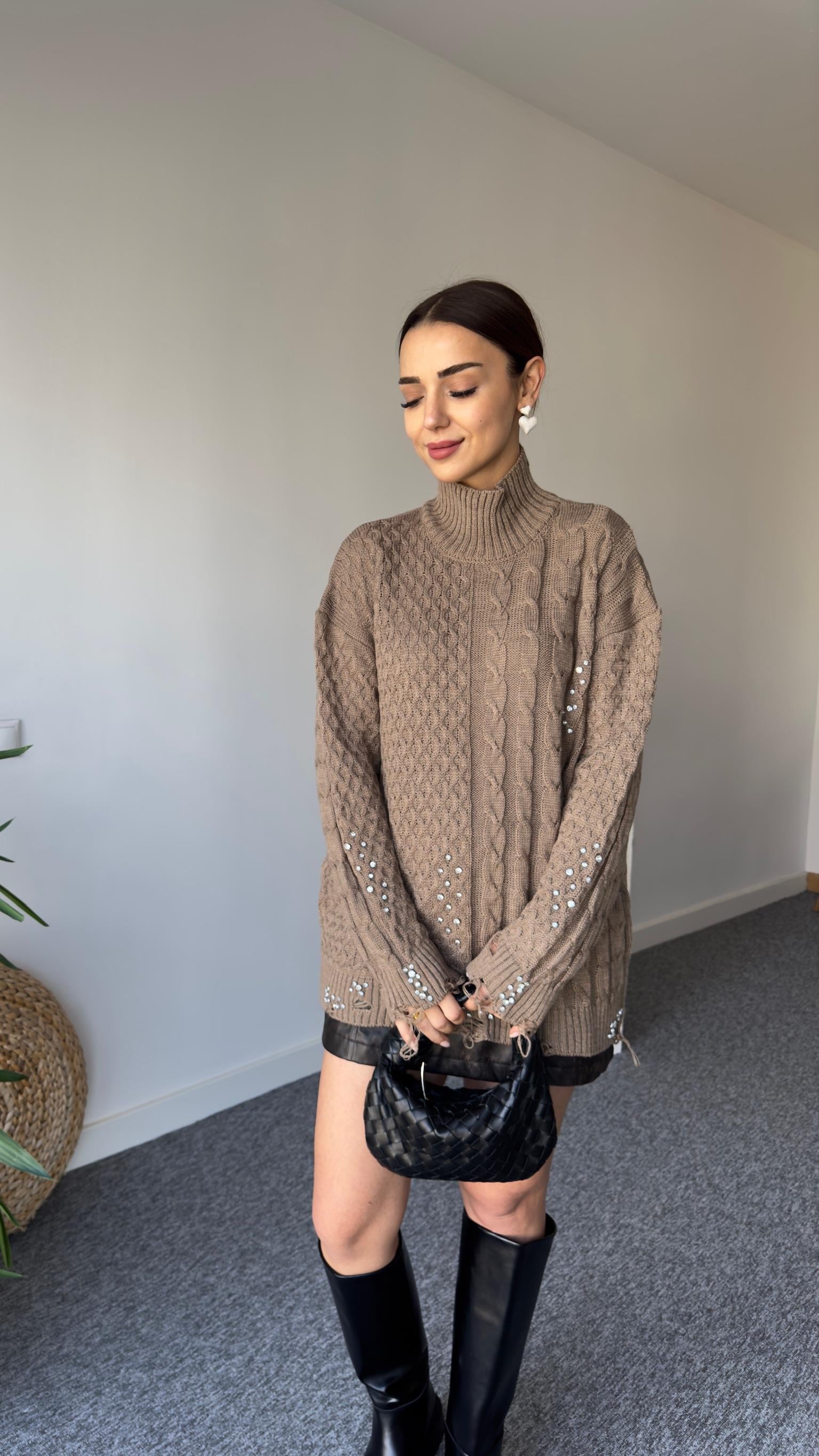 Orj Model Taşlı Balıkçı Kazak
