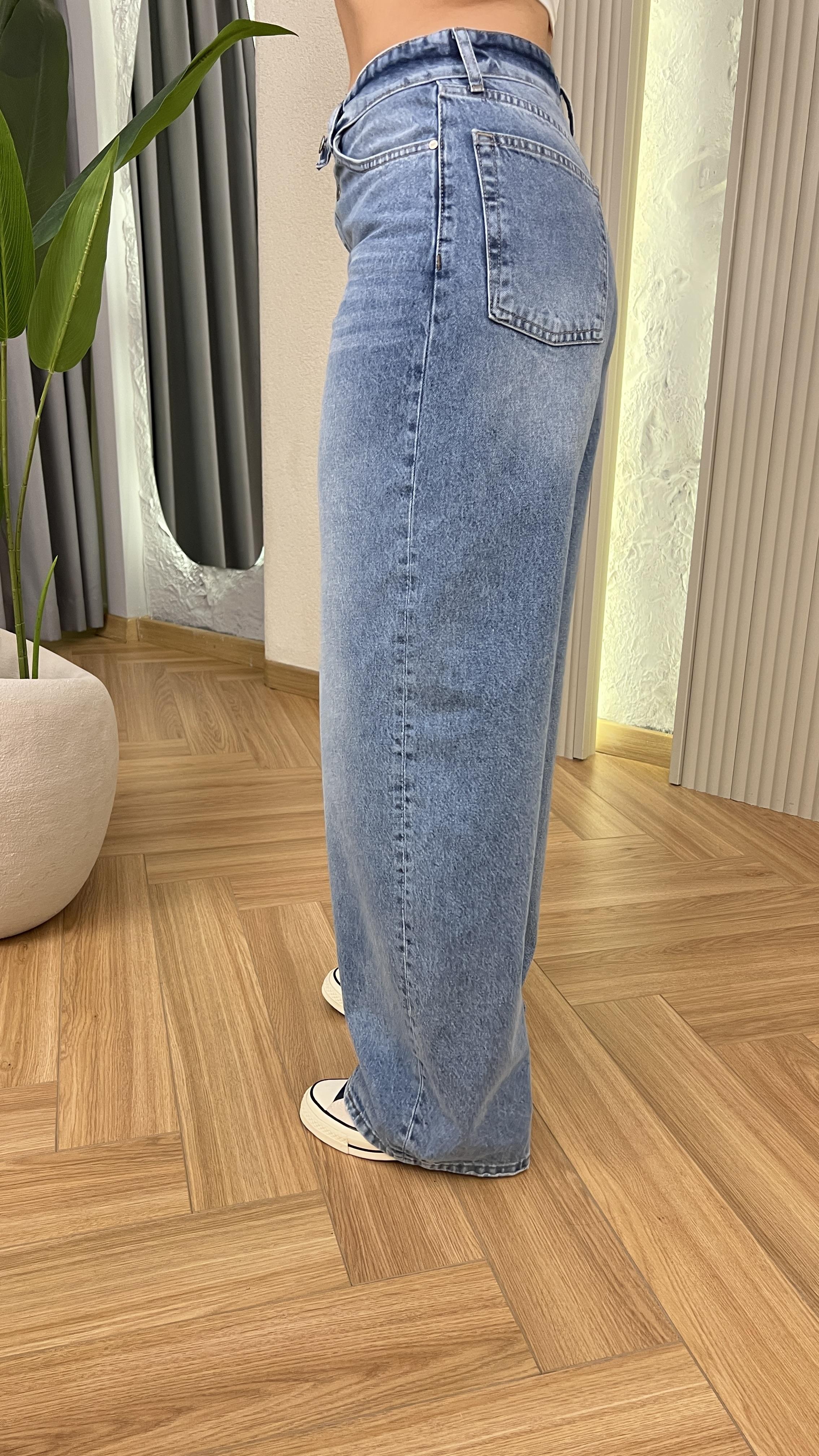 Daria Bel Detaylı Yıkamalı Baggy Jean