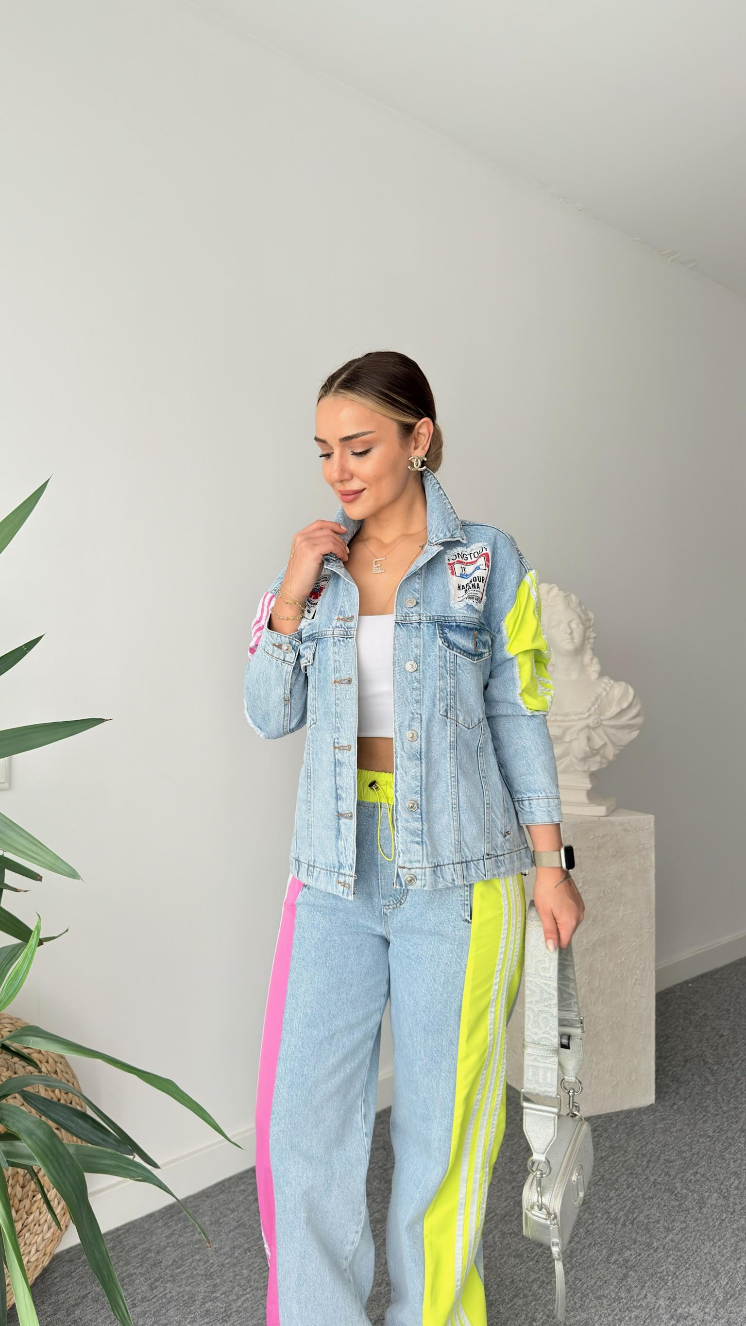 Breet Pembe Renk Geçişli Tasarım Jean Takım 
