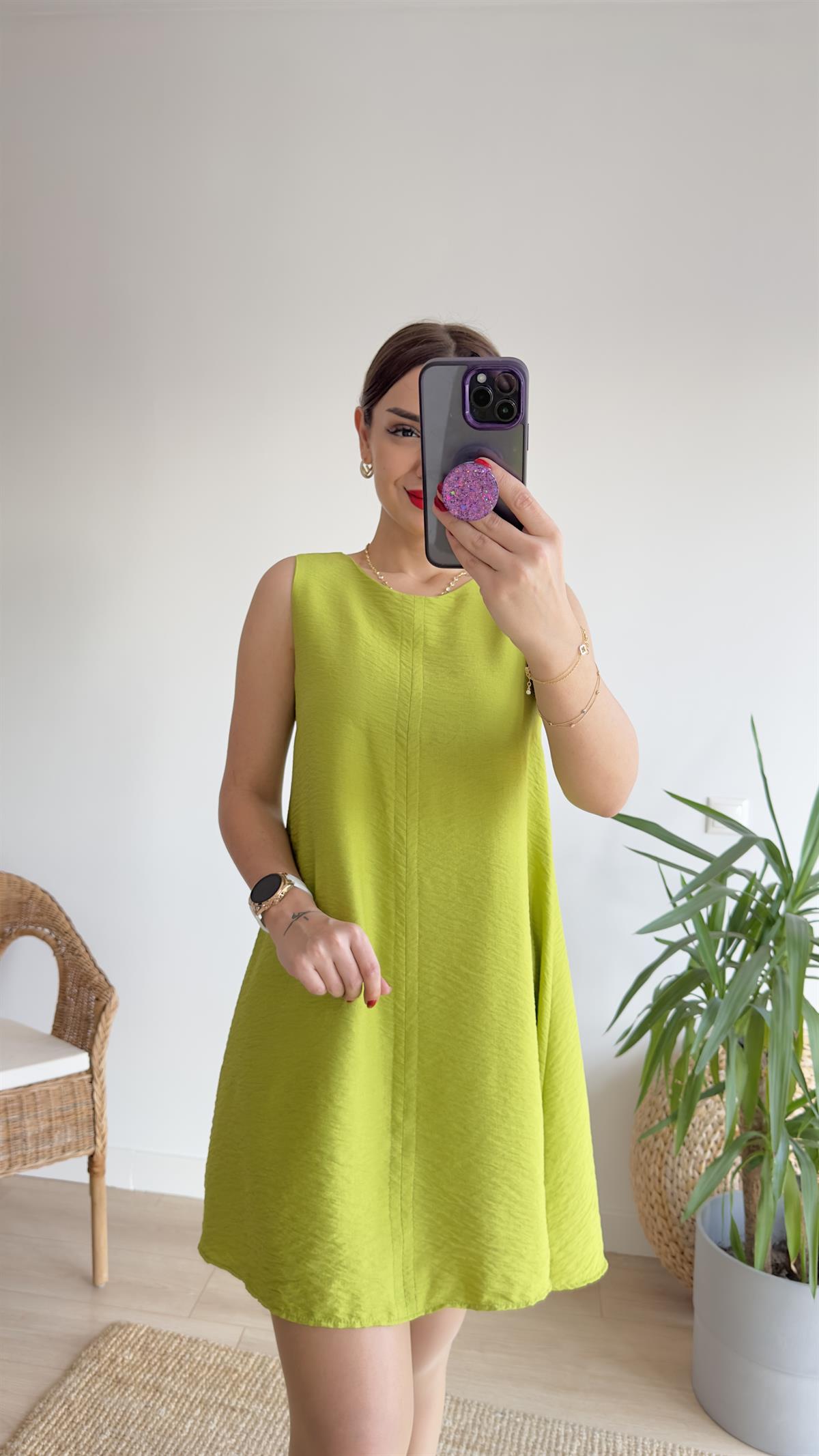 Olive Kolsuz Çan Elbise 