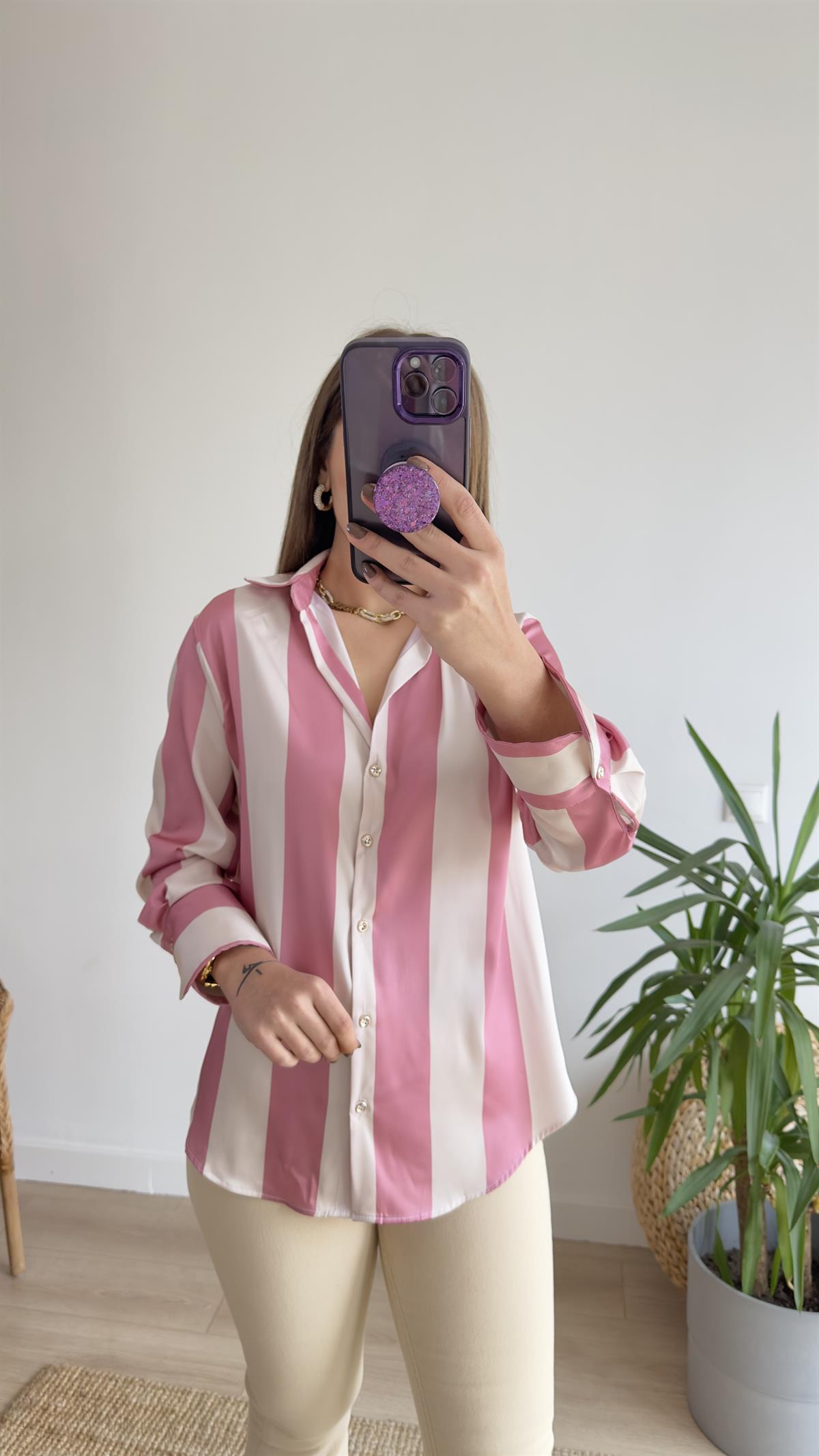 Ferny Zra Model Pembe Çizgili Gömlek