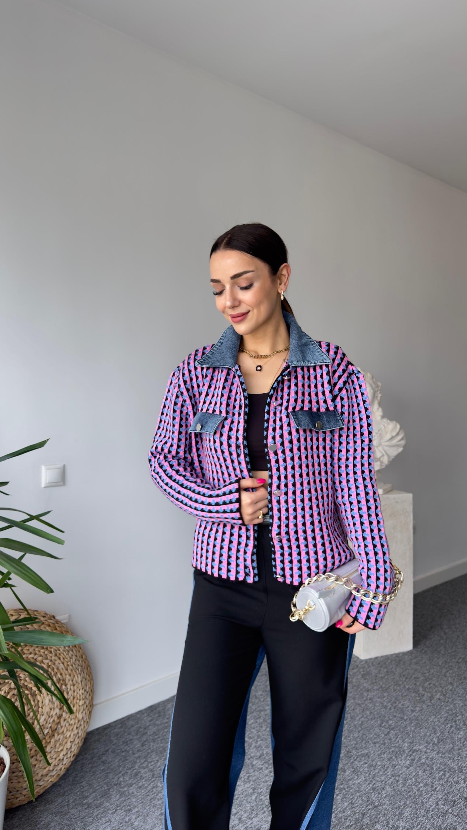 Marka Model Denim Garnili Renkli Triko Hırka