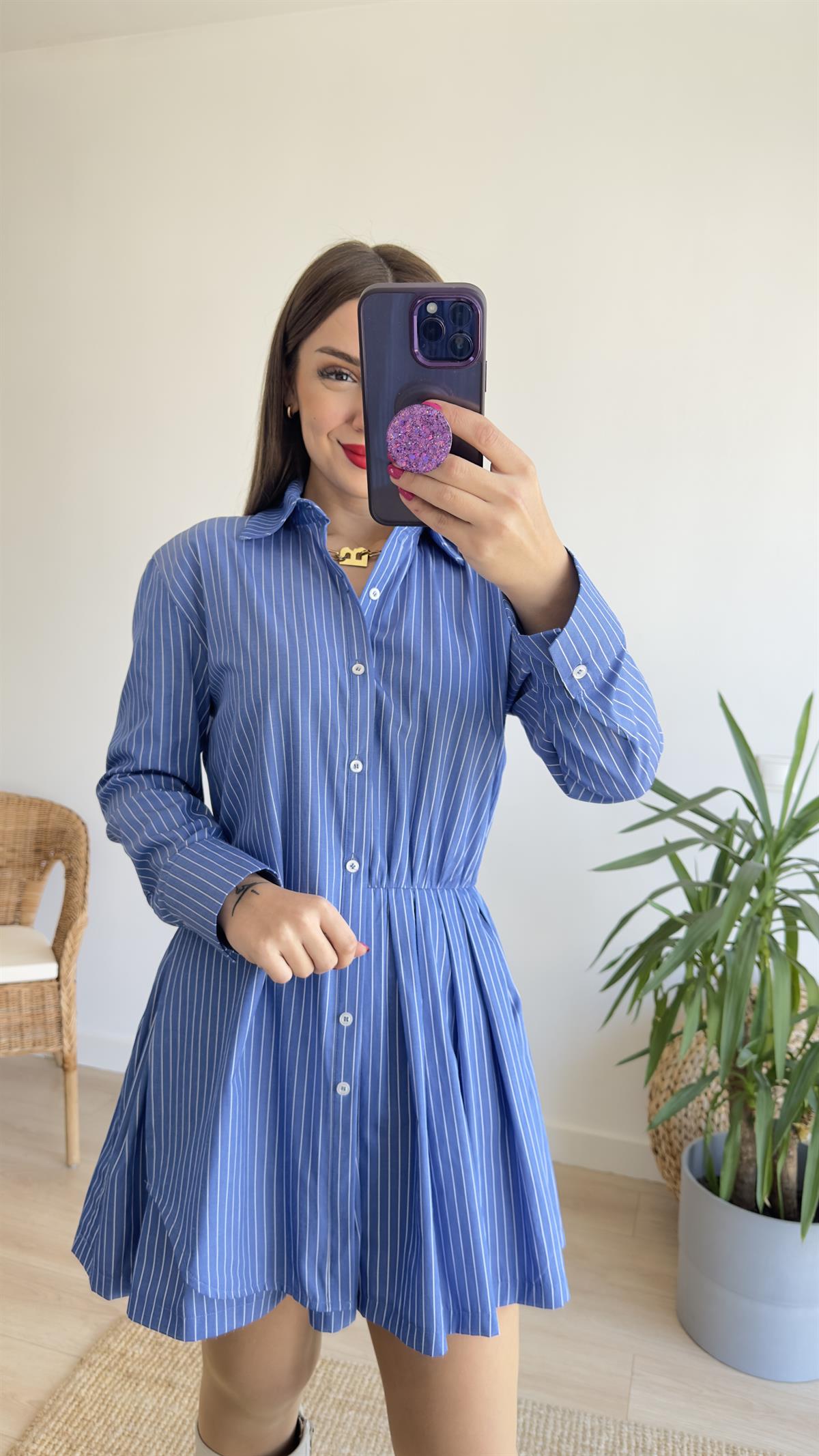 Zra Model Çizgili Poplin Elbise