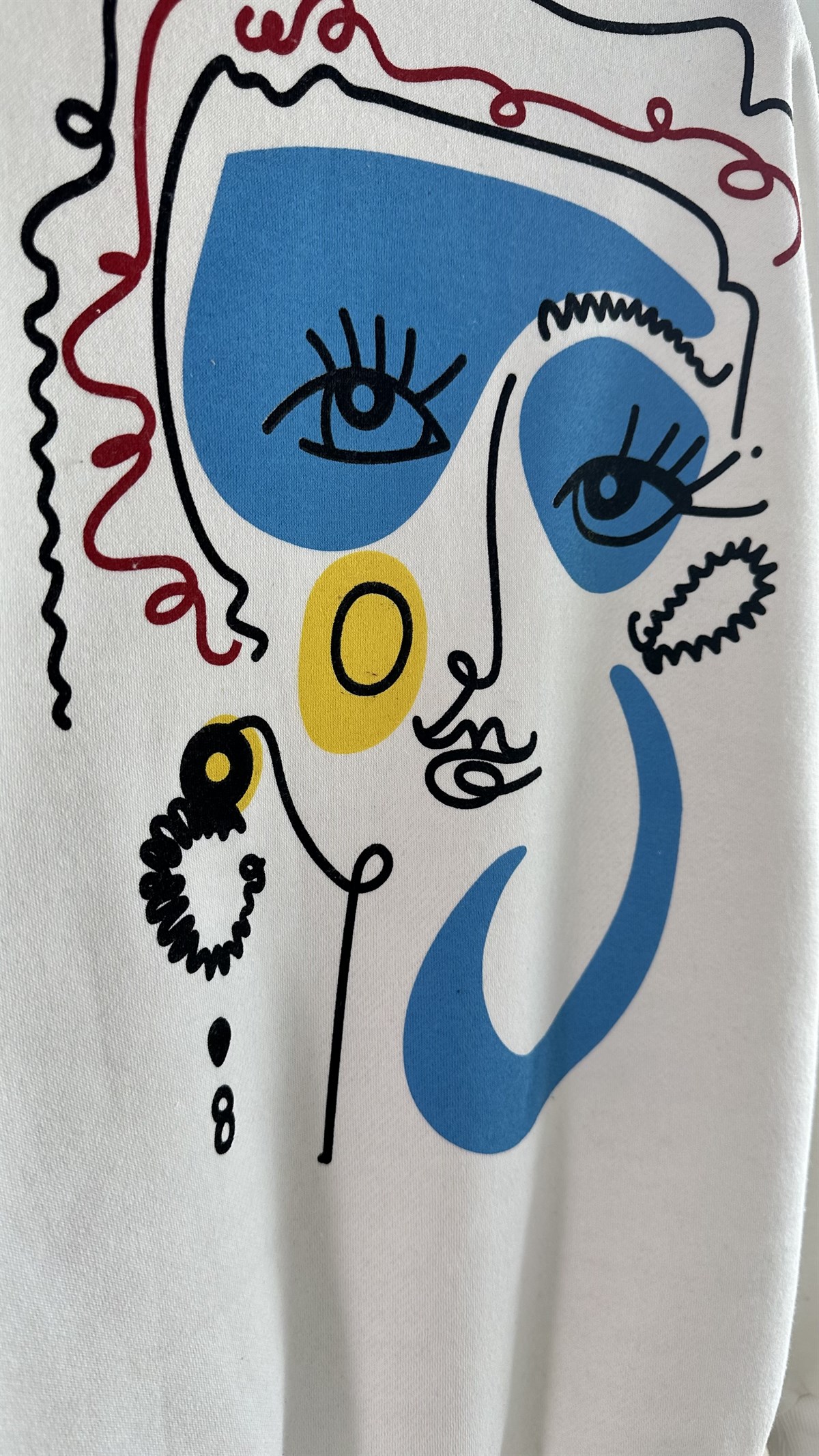Sırt Baskılı Beyaz Kapüşonlu Sweatshirt