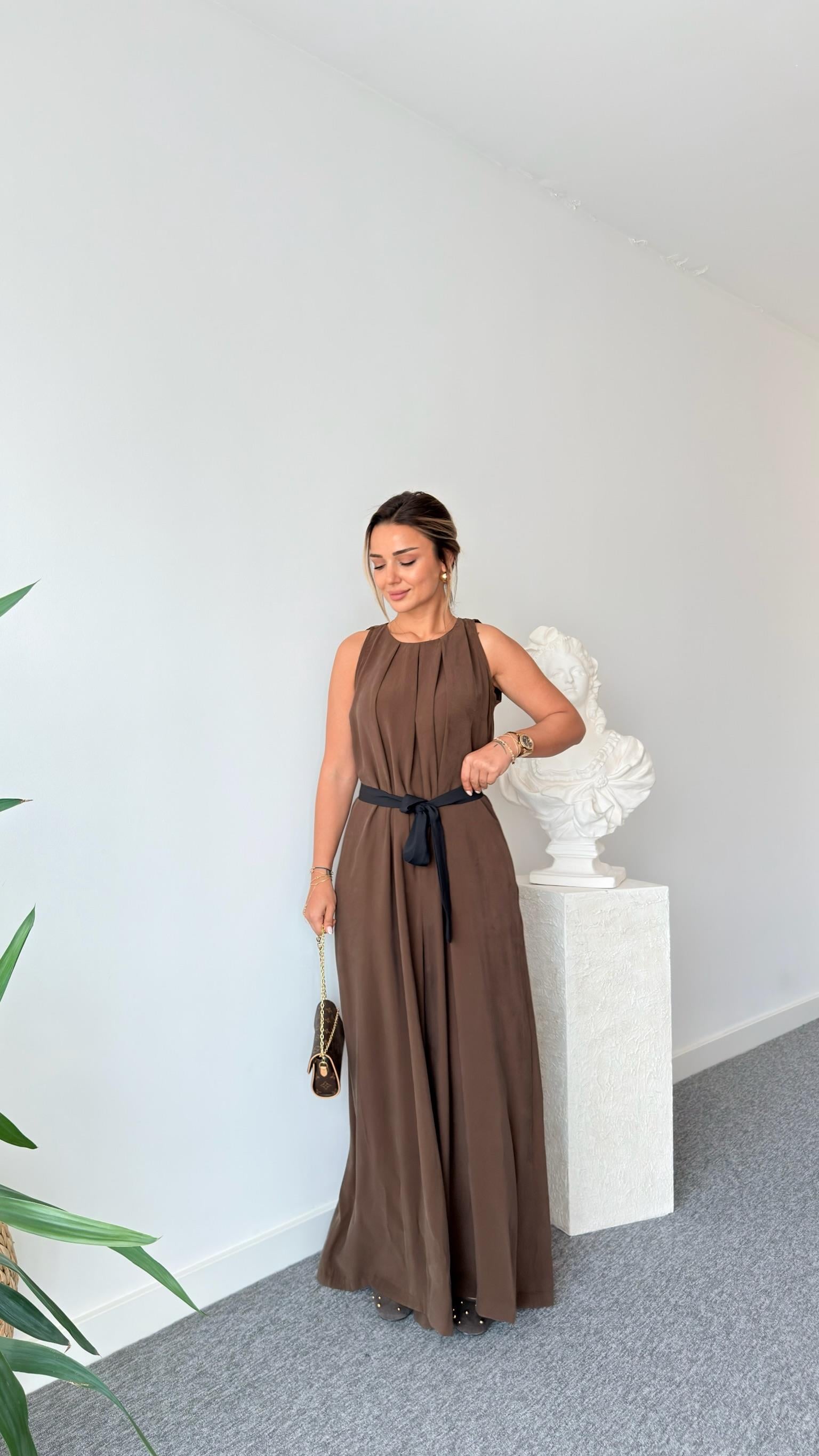 Kahve Maja Orj Marka Kuşaklı Tulum