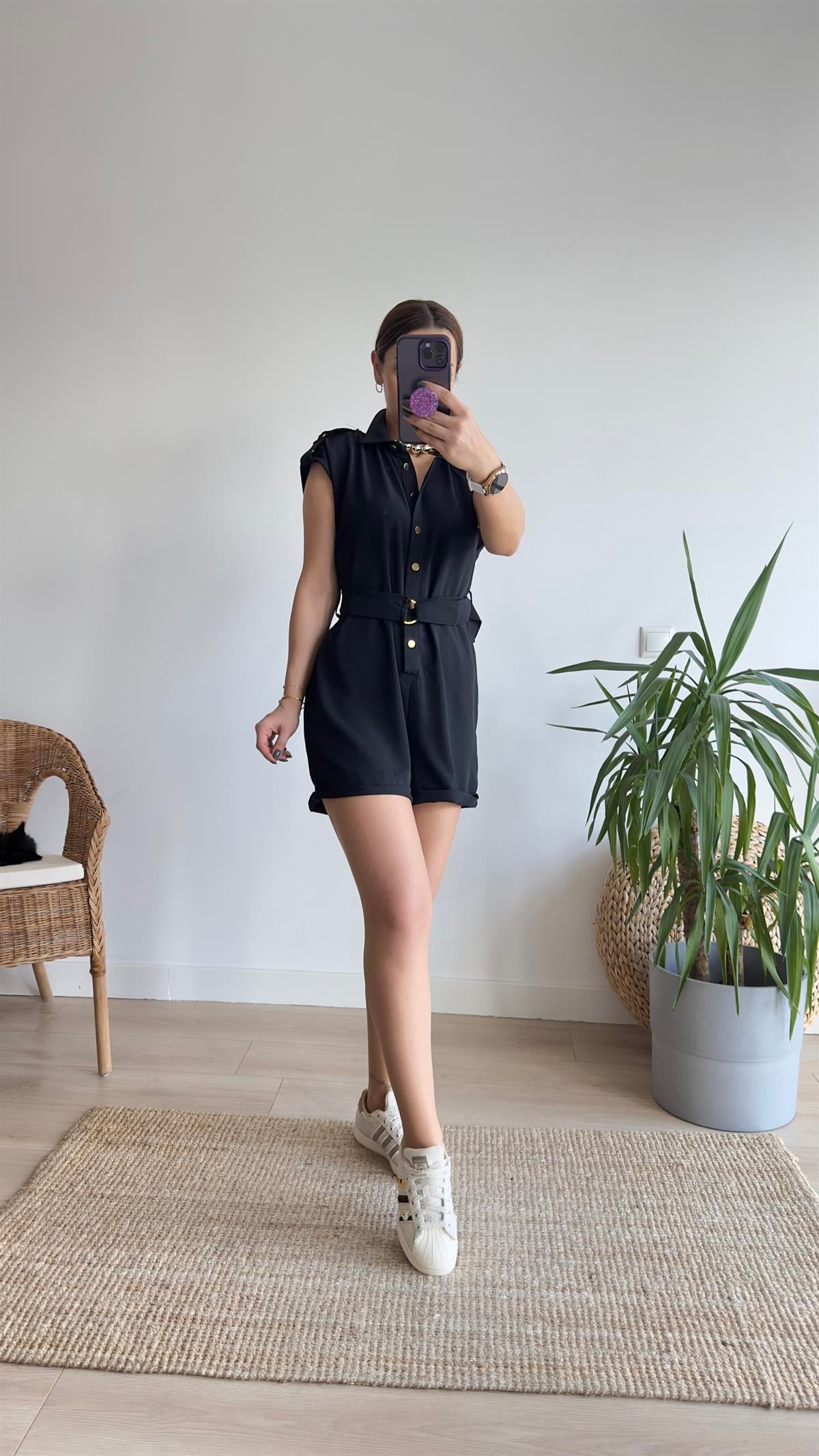 Teor Zra Model Siyah Şort Tulum