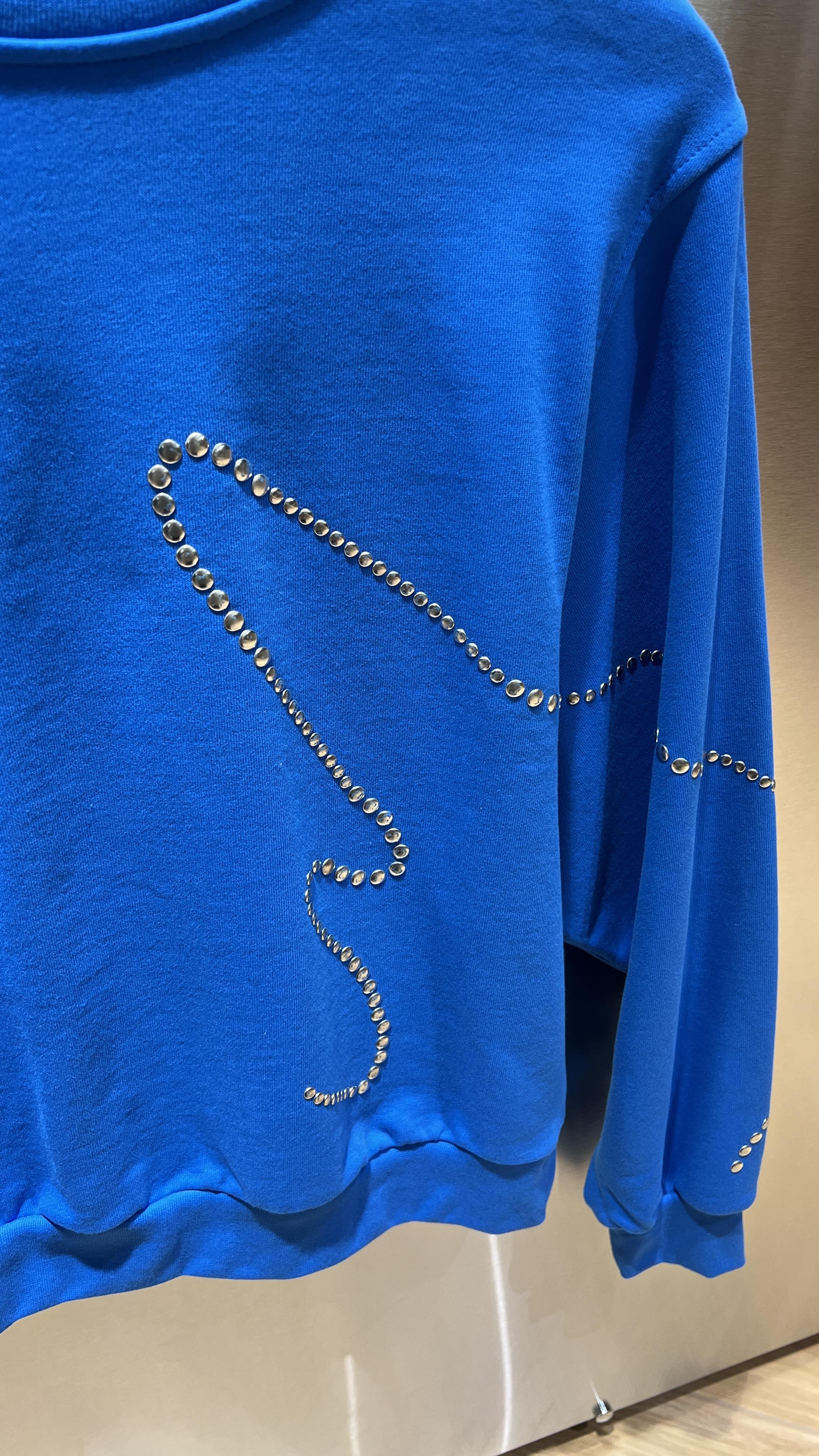 Zımba Baskılı Mavi Sweatshirt