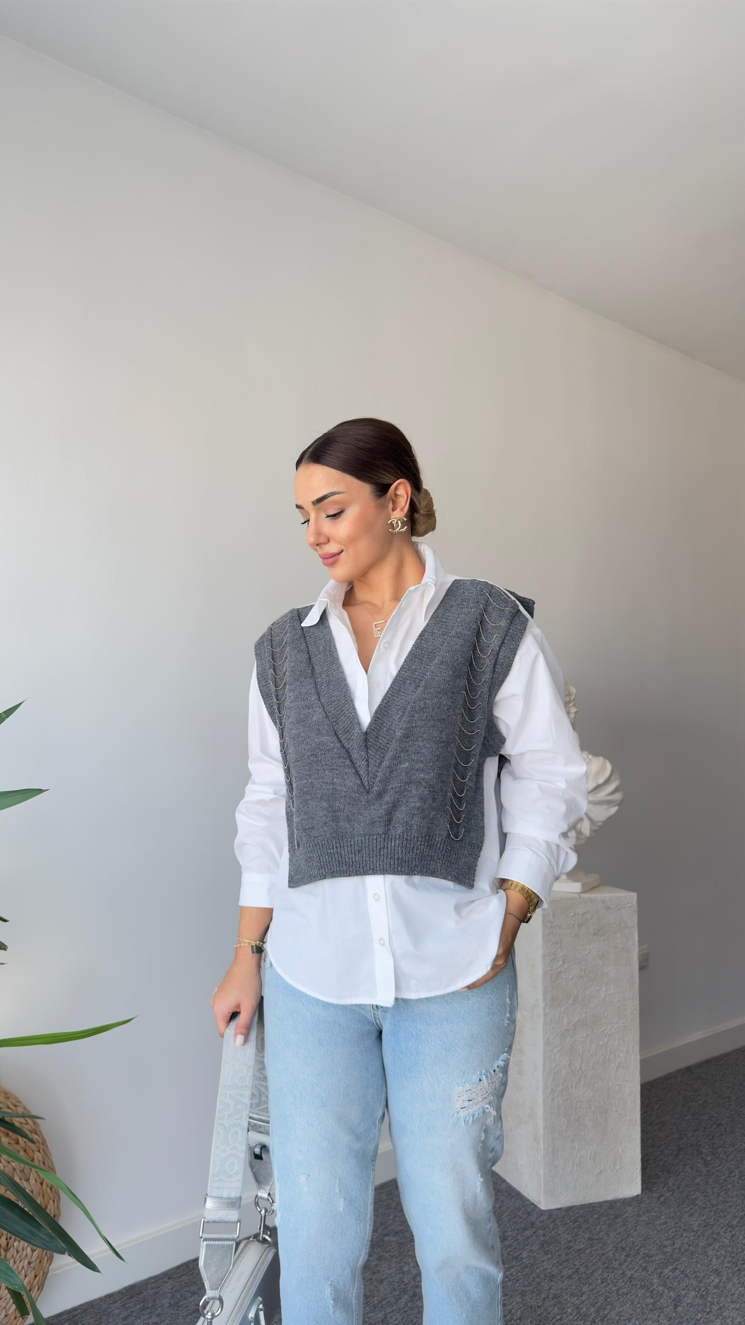 Tws Model Zincir Detaylı Tasarım Gömlek