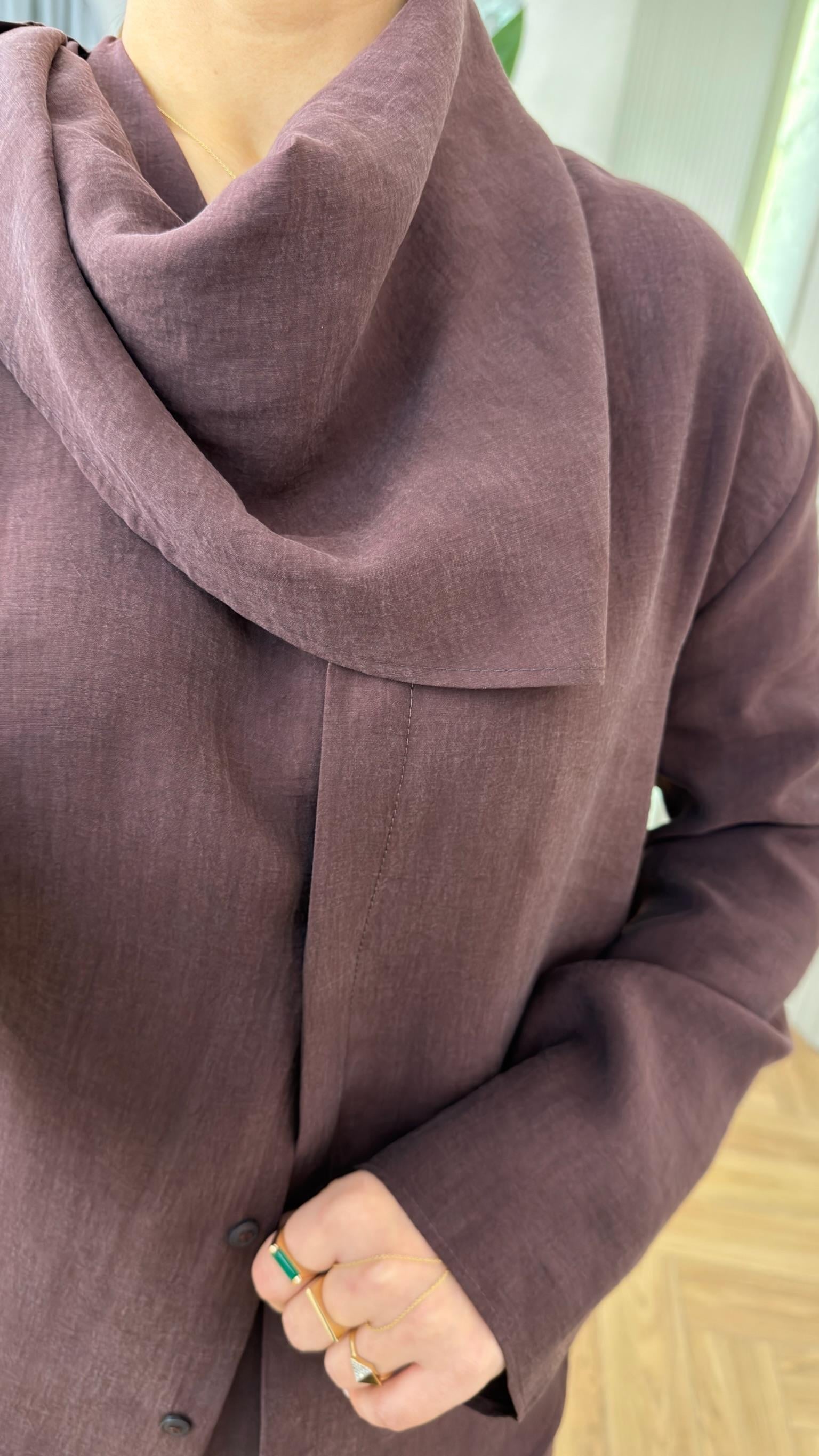 Bordo Avril Yaka Detaylı Muadil Tensel Takım