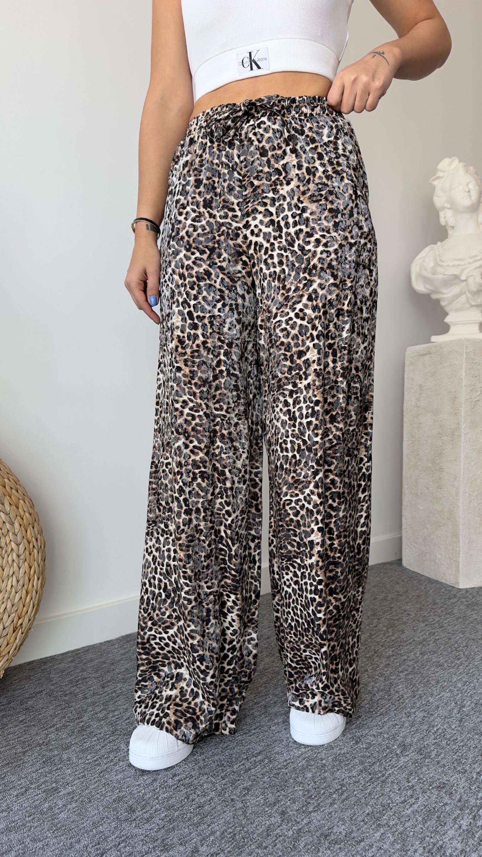 Corre Bel Lastikli Leopar Desen Pantolon