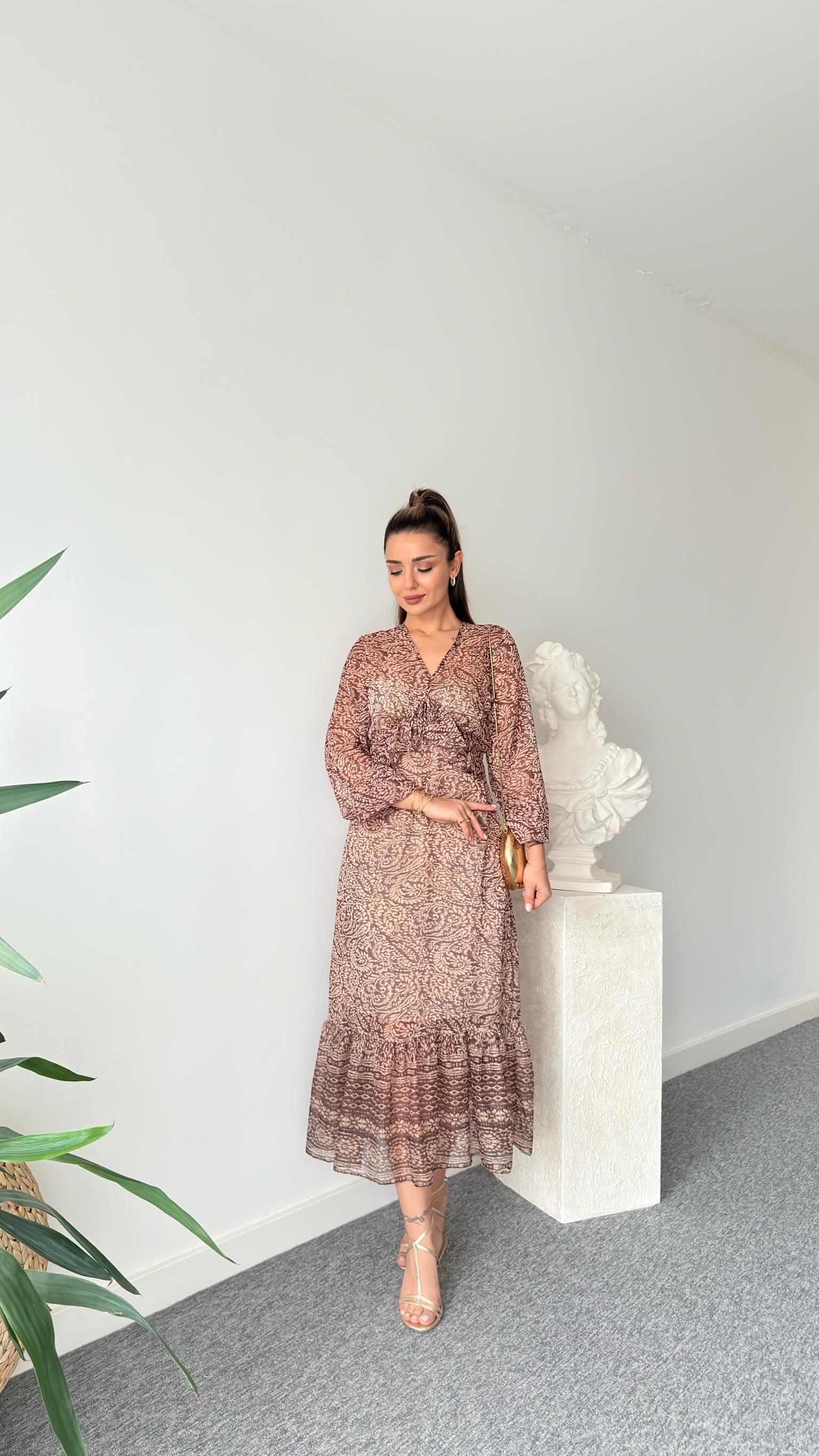 Fırfırlı Desenli Zra Model Elbise 