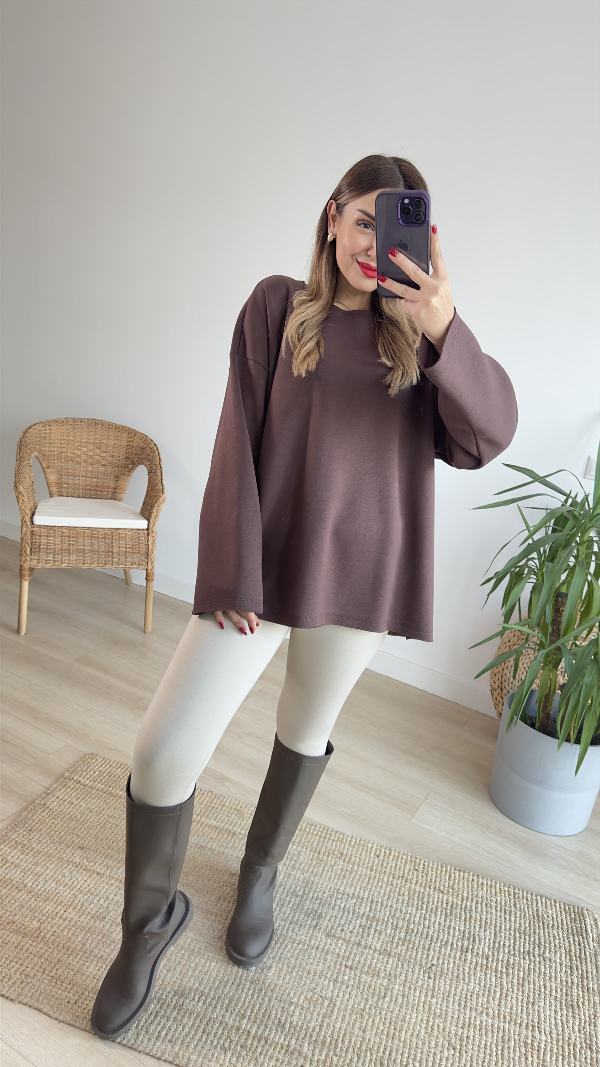 Kahve Pis Dikiş Şardonlu Sweat