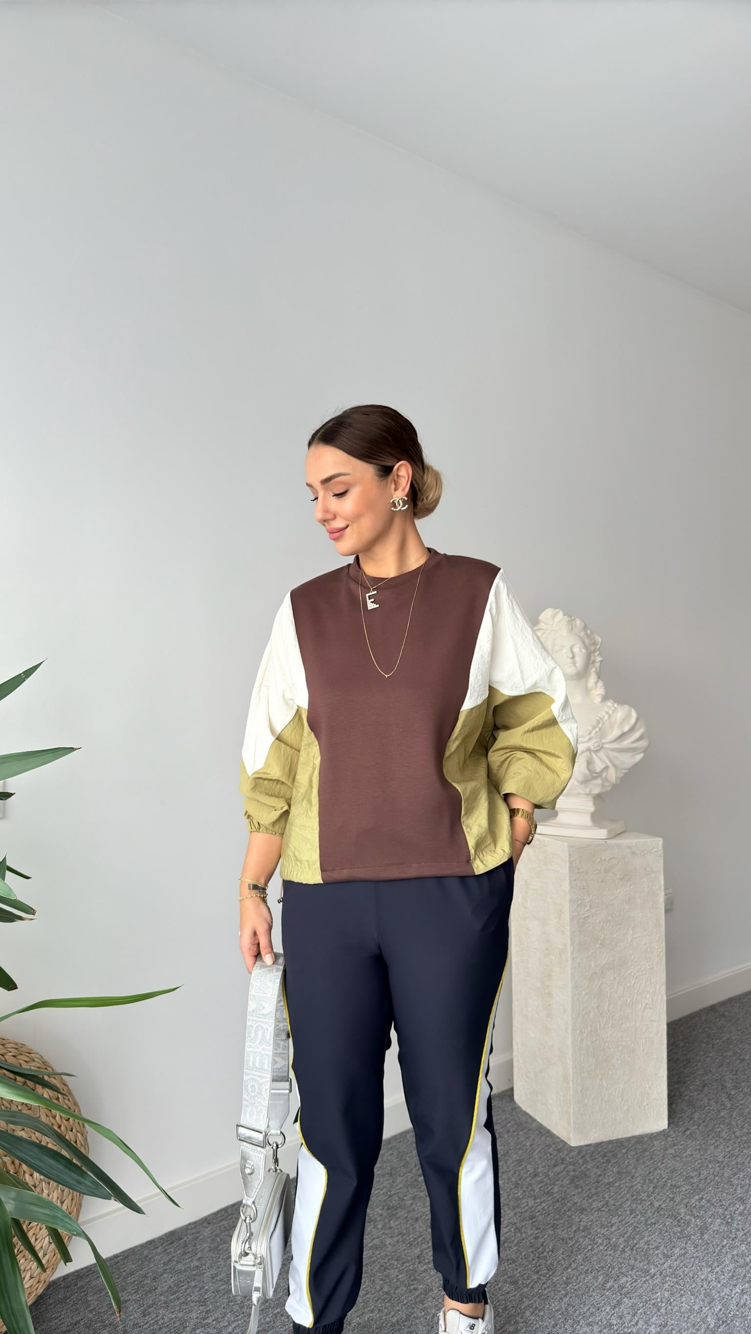 Coti Paraşüt Detaylı Kahve Modal Sweat