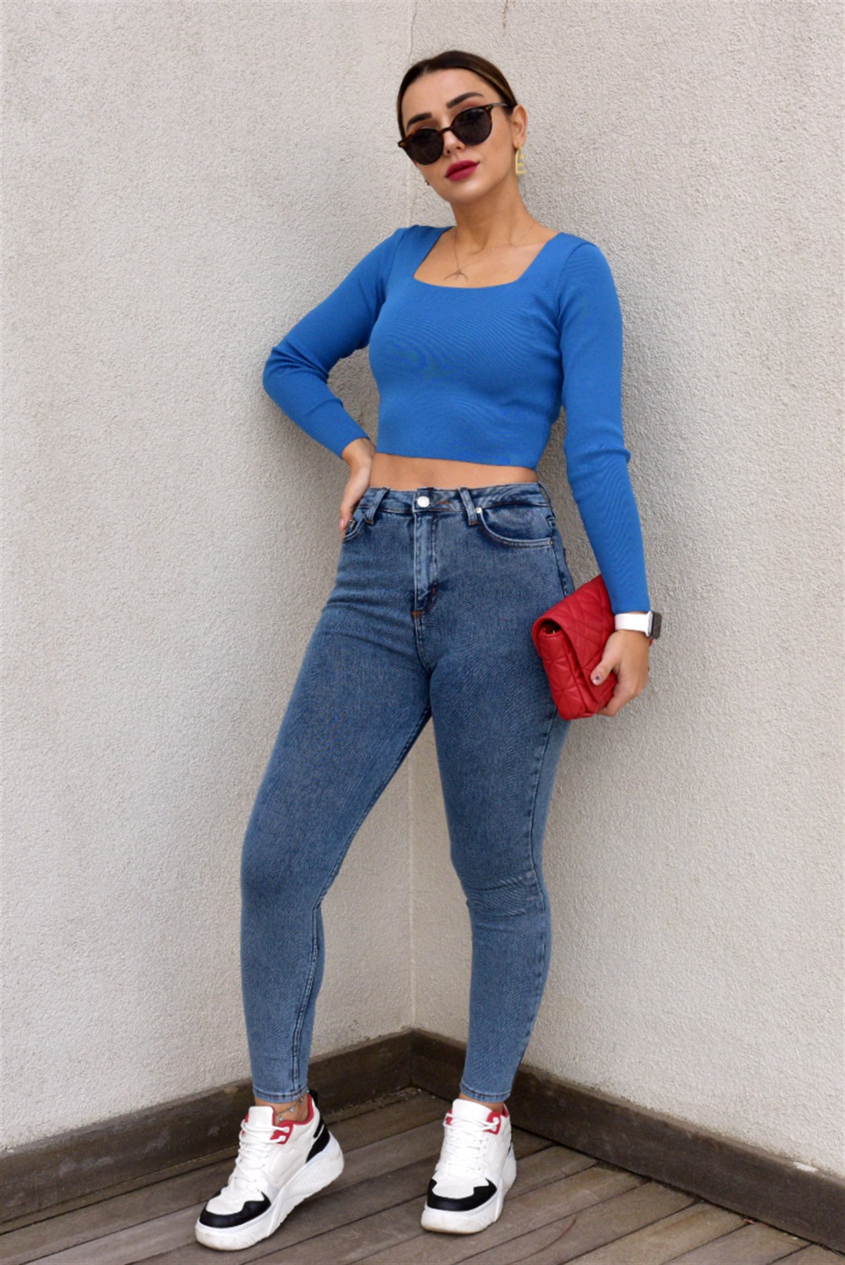 Likralı Mavi Skinny Jean