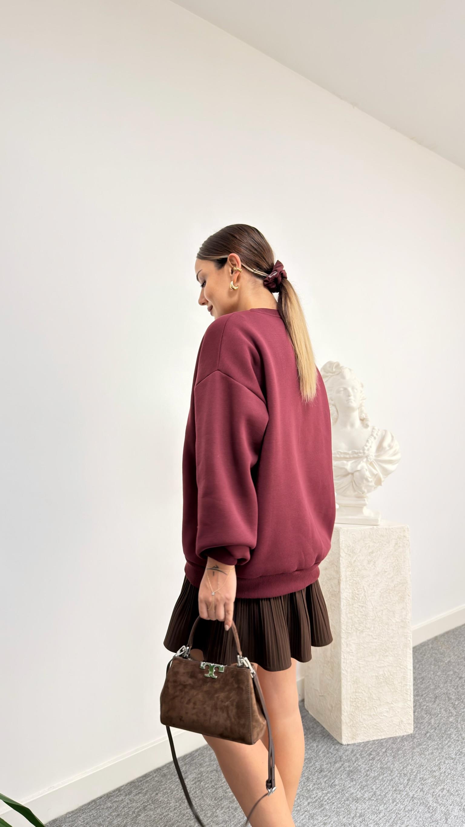 Vintage Wild Yazılı Bordo Sweatshirt