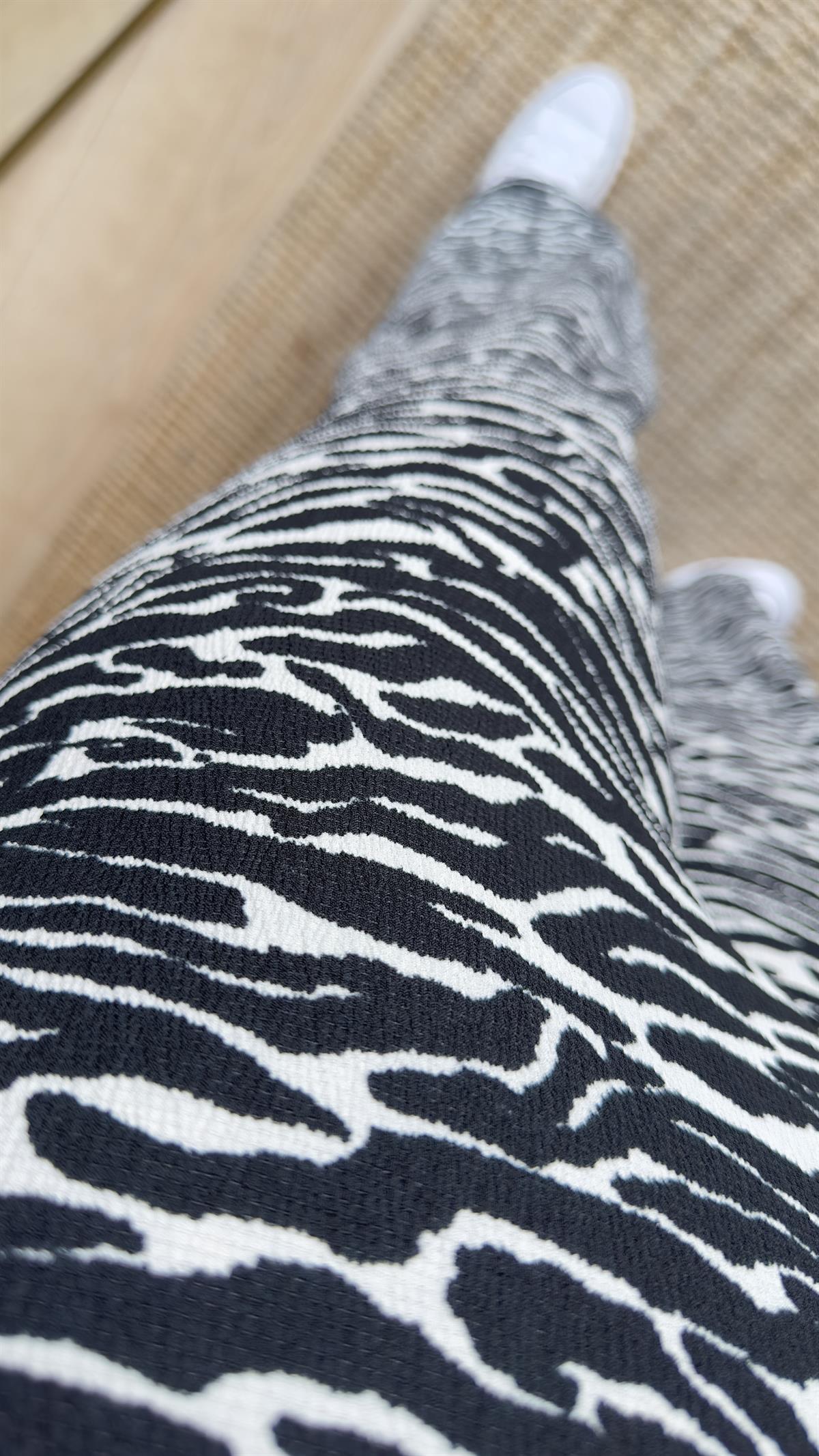 Zebra Desen  Beli Lastikli Pantolon