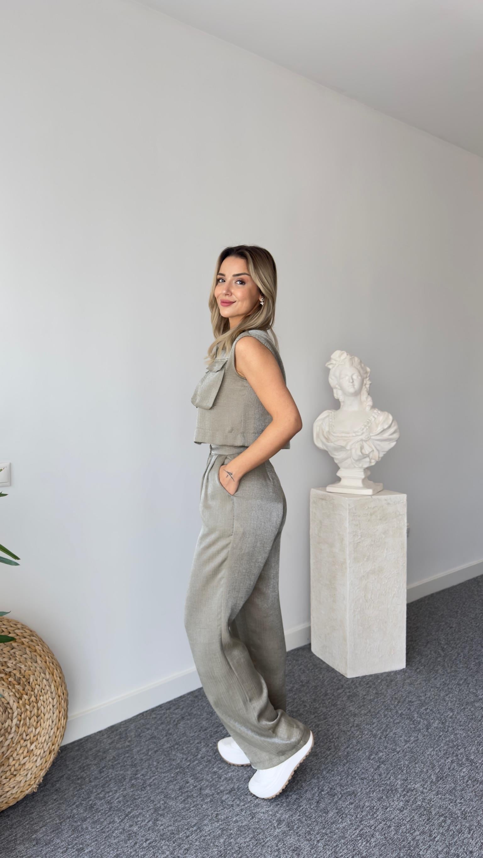 Gjen Fermuarlı Haki İkili Takım  