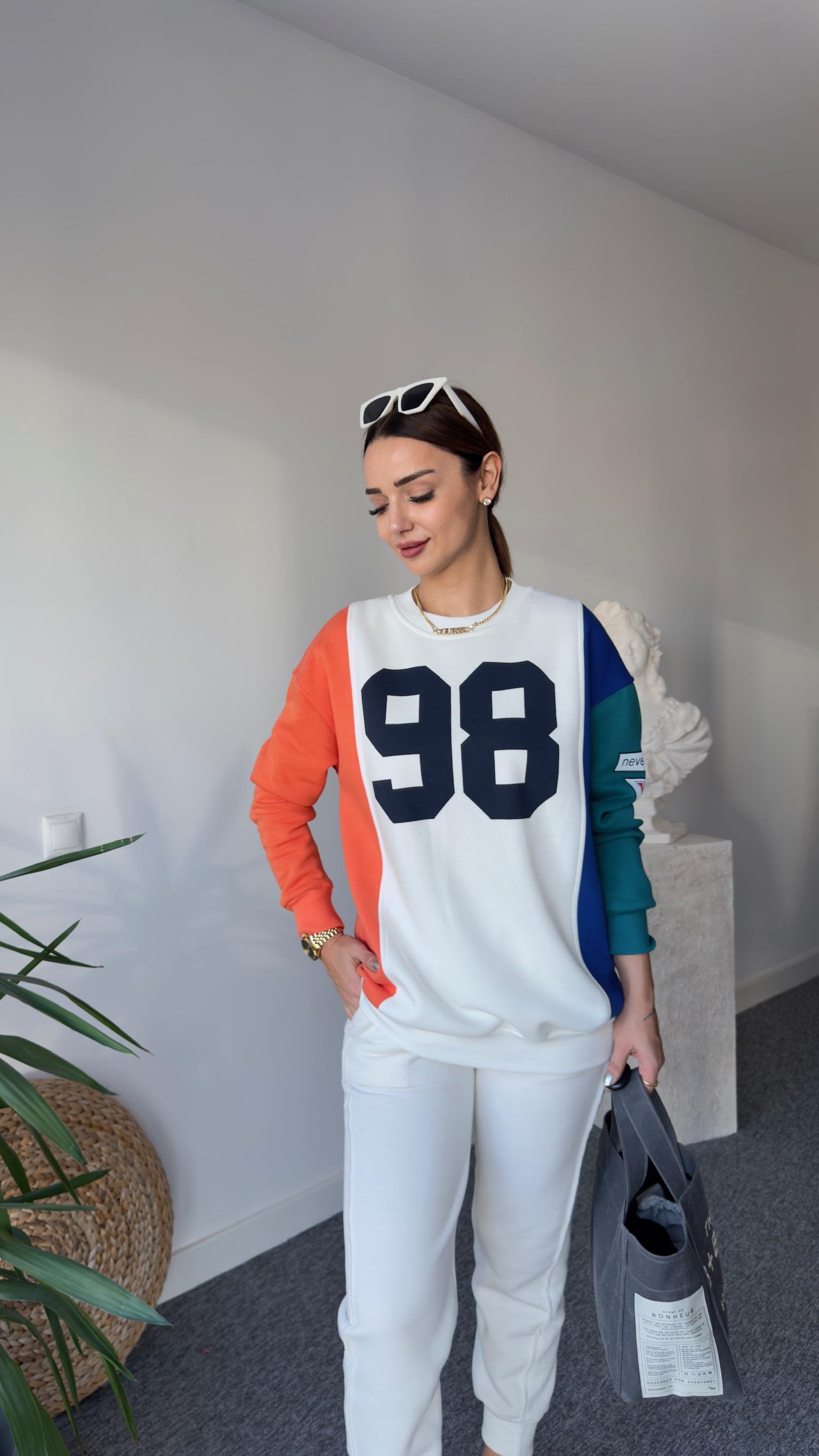 98 Baskılı Renkli Sweatshirt 