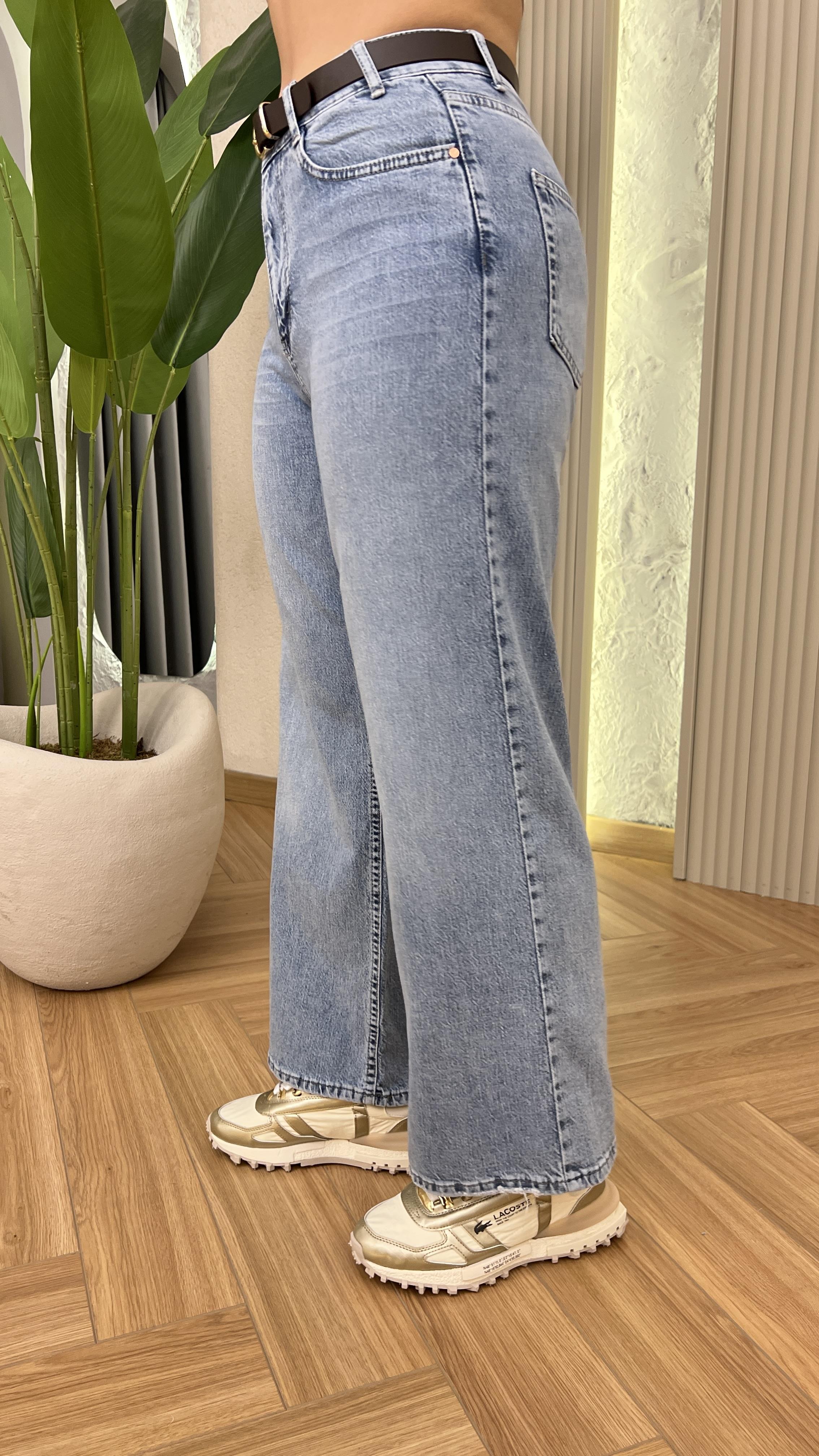 Mavi Gina Kemer Detaylı Wide Leg Jean
