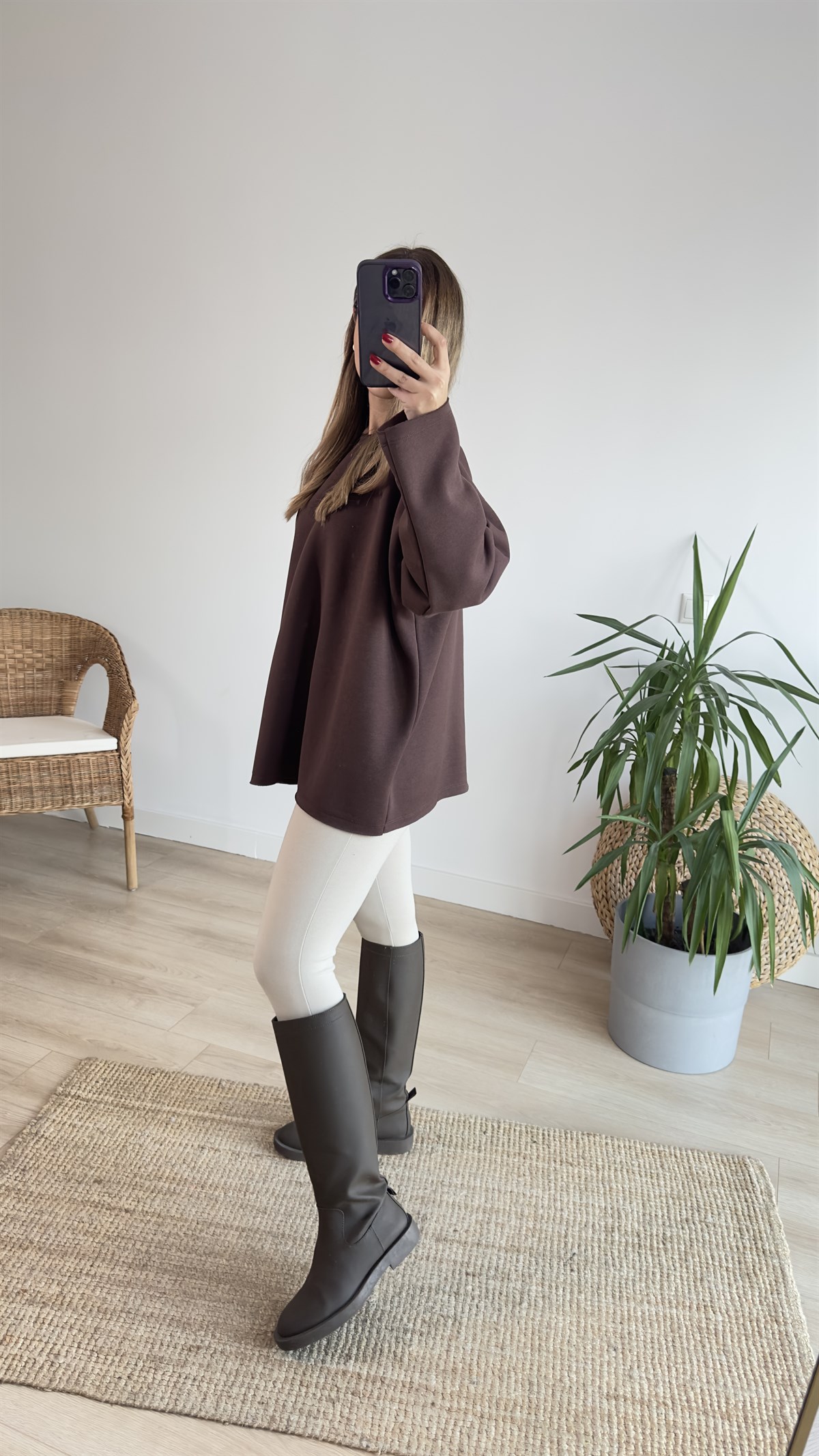 Kahve Pis Dikiş Şardonlu Sweat